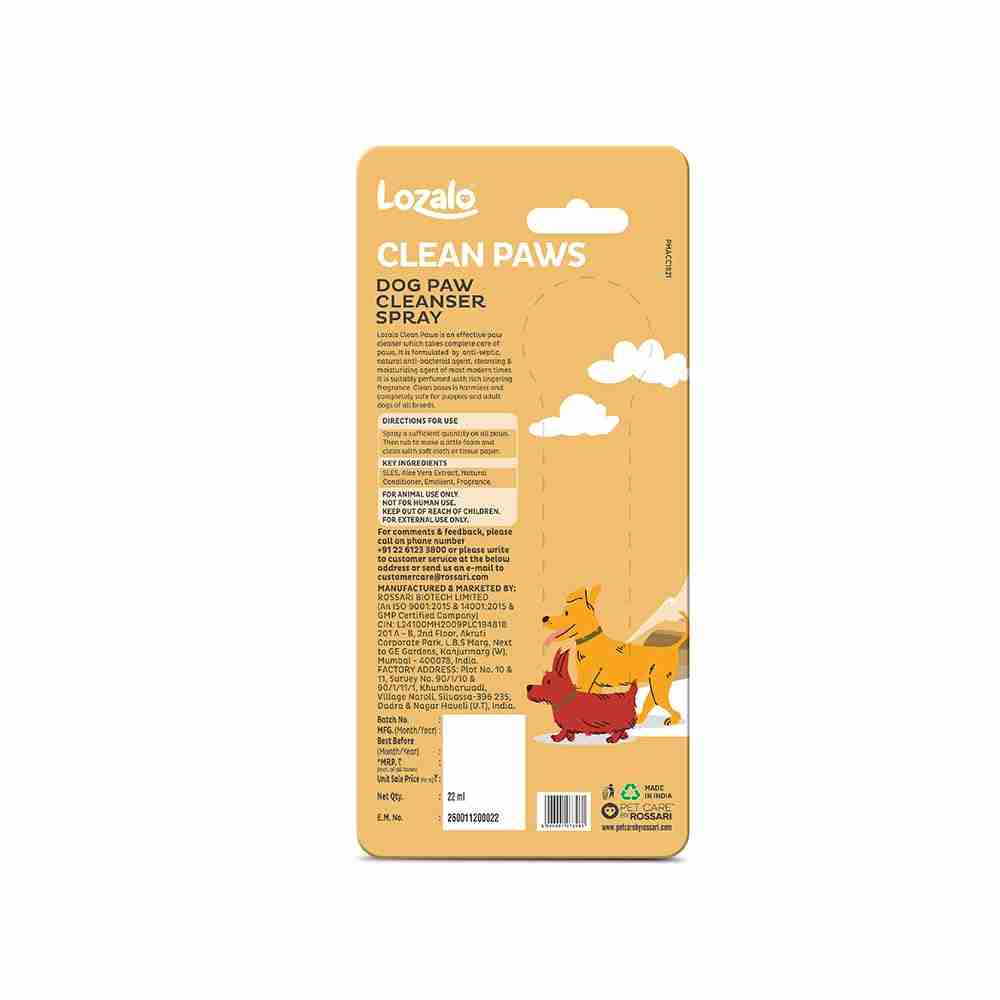 Lozalo Clean Paws Spray for Dogs, 22ml