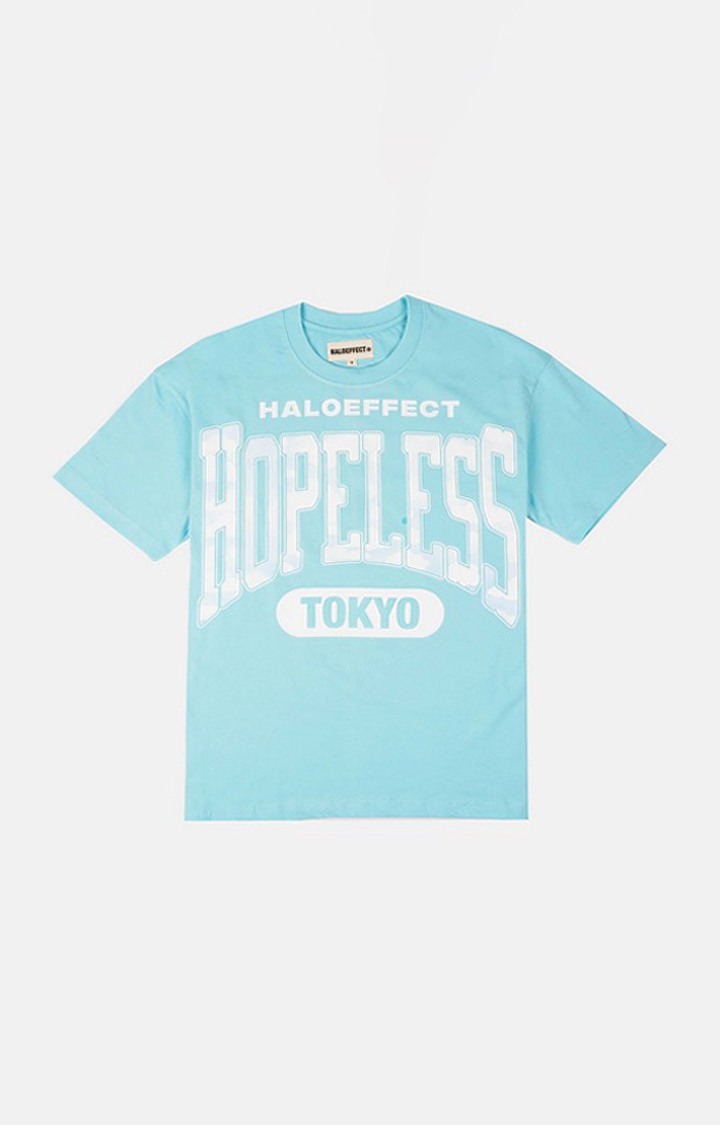 Women's Blue Cotton Hopeless Oversized T-Shirt