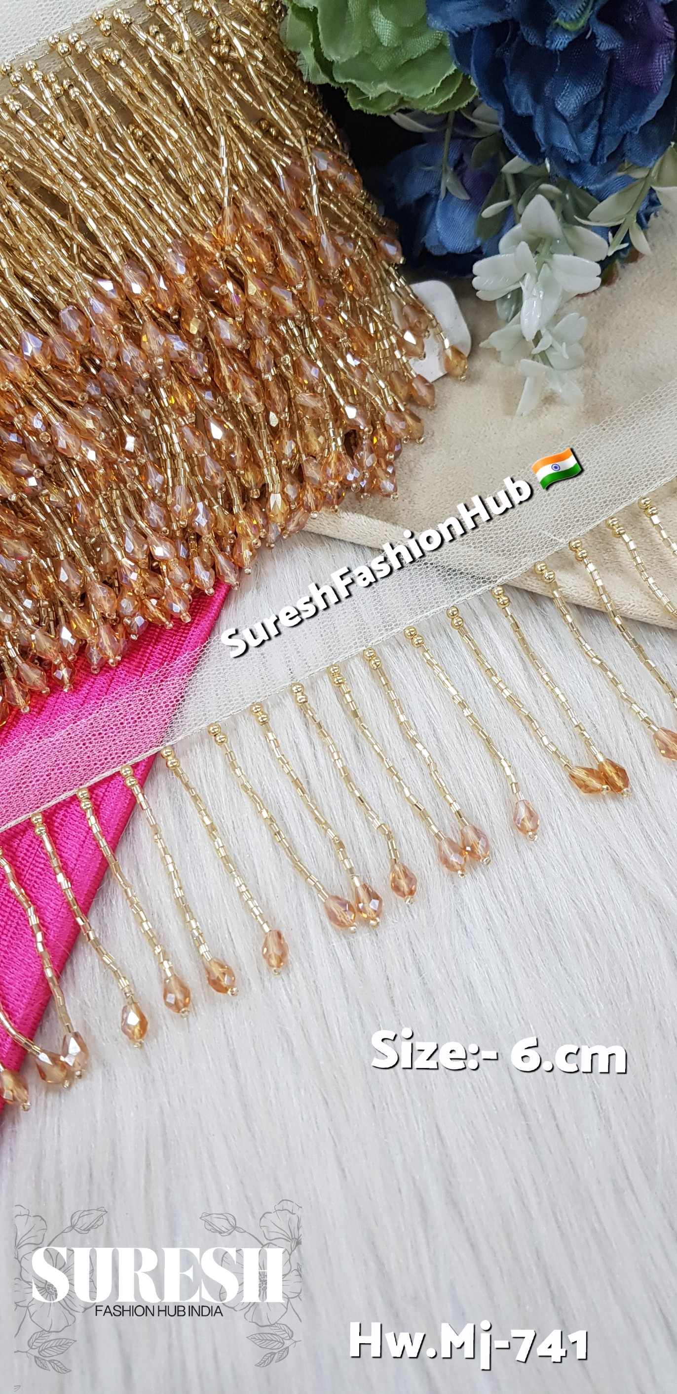 Antique Gold Cutdana Fringe Handmade Lace