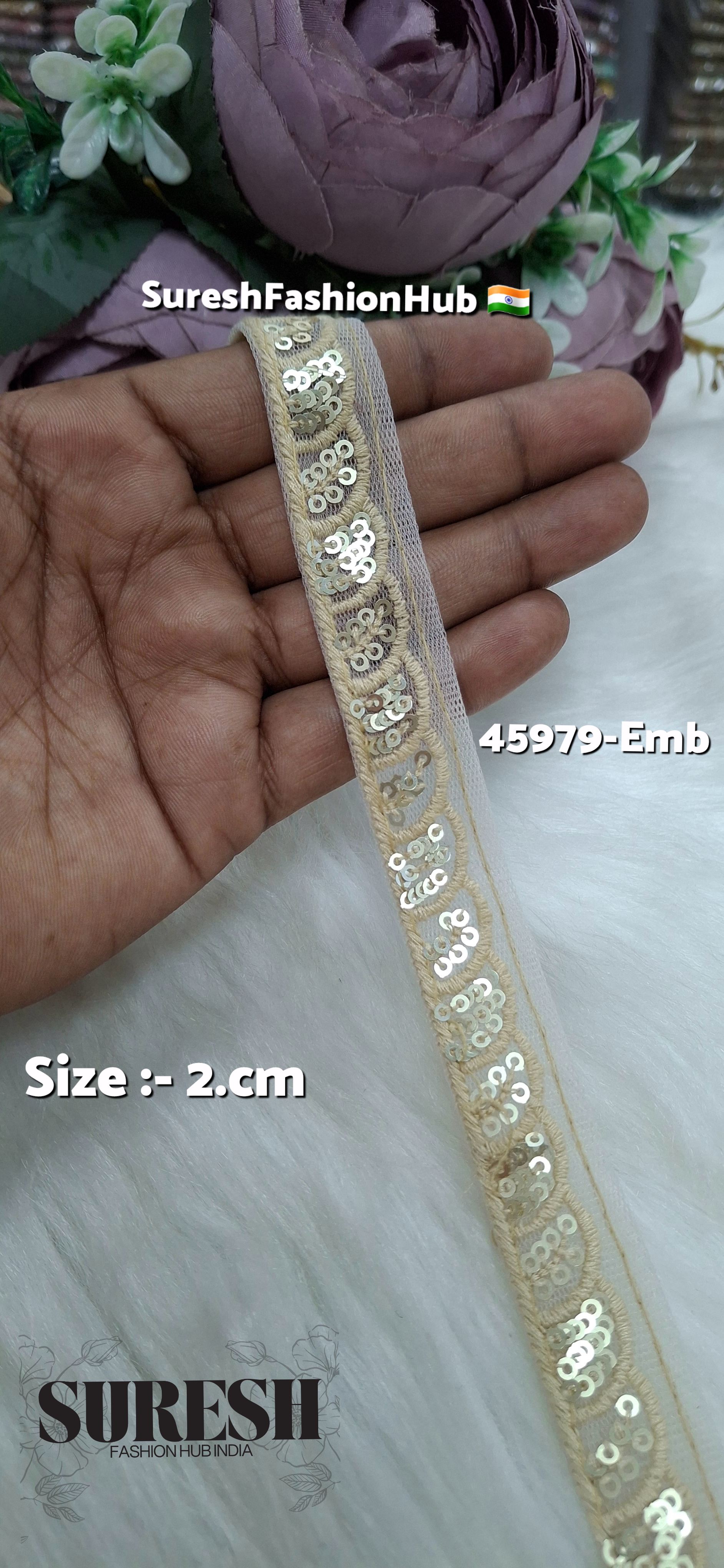 Beige Tone-on-Tone Net Embroidery Lace