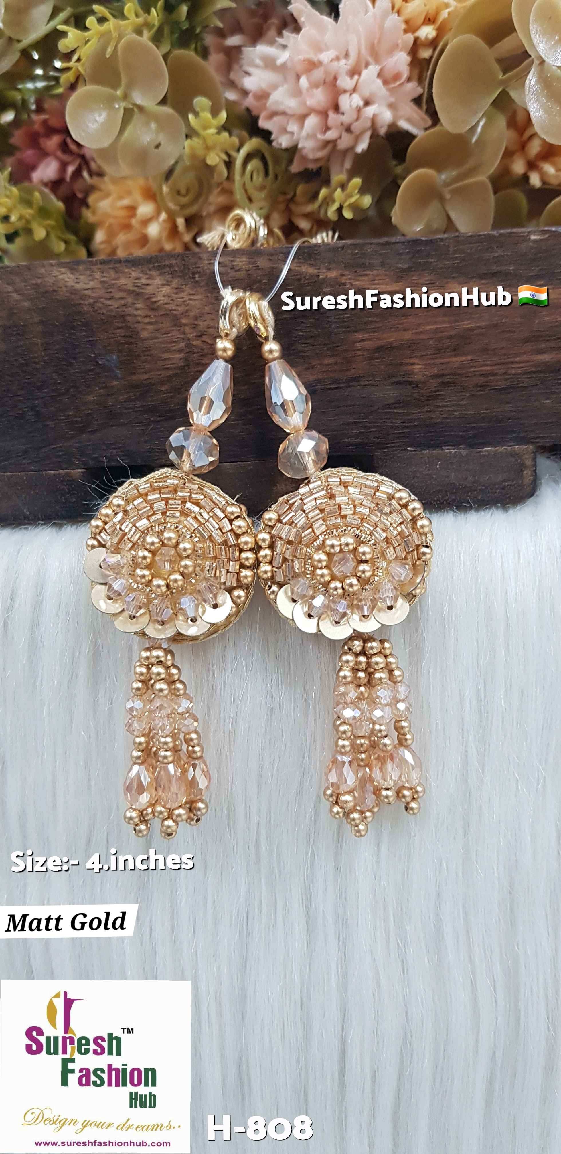 Matt Gold Floral Crystal Tassel