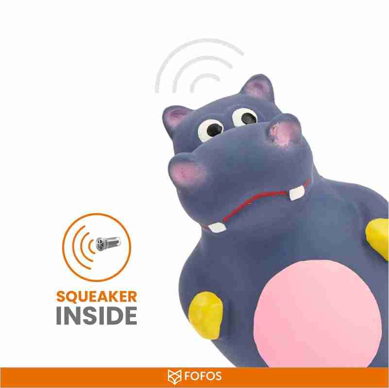 Barkbutler Fofos Latex Hippo Squeaky Toy for Dogs