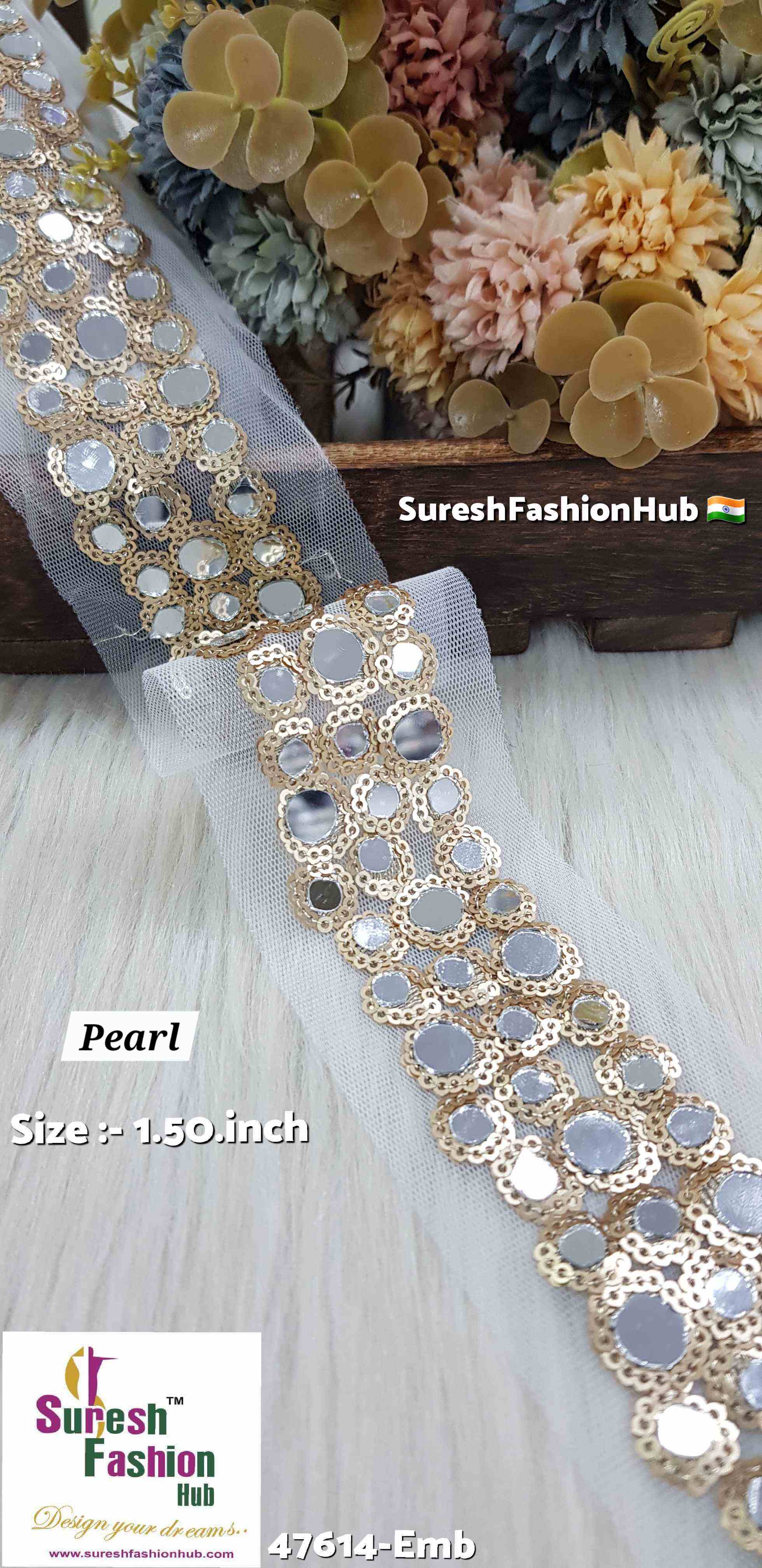 Mirrored Pearl Sequins Net Embroidery