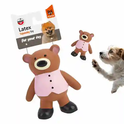 Barkbutler Fofos Latex Bear Squeaky Toy for Dogs (Brown)