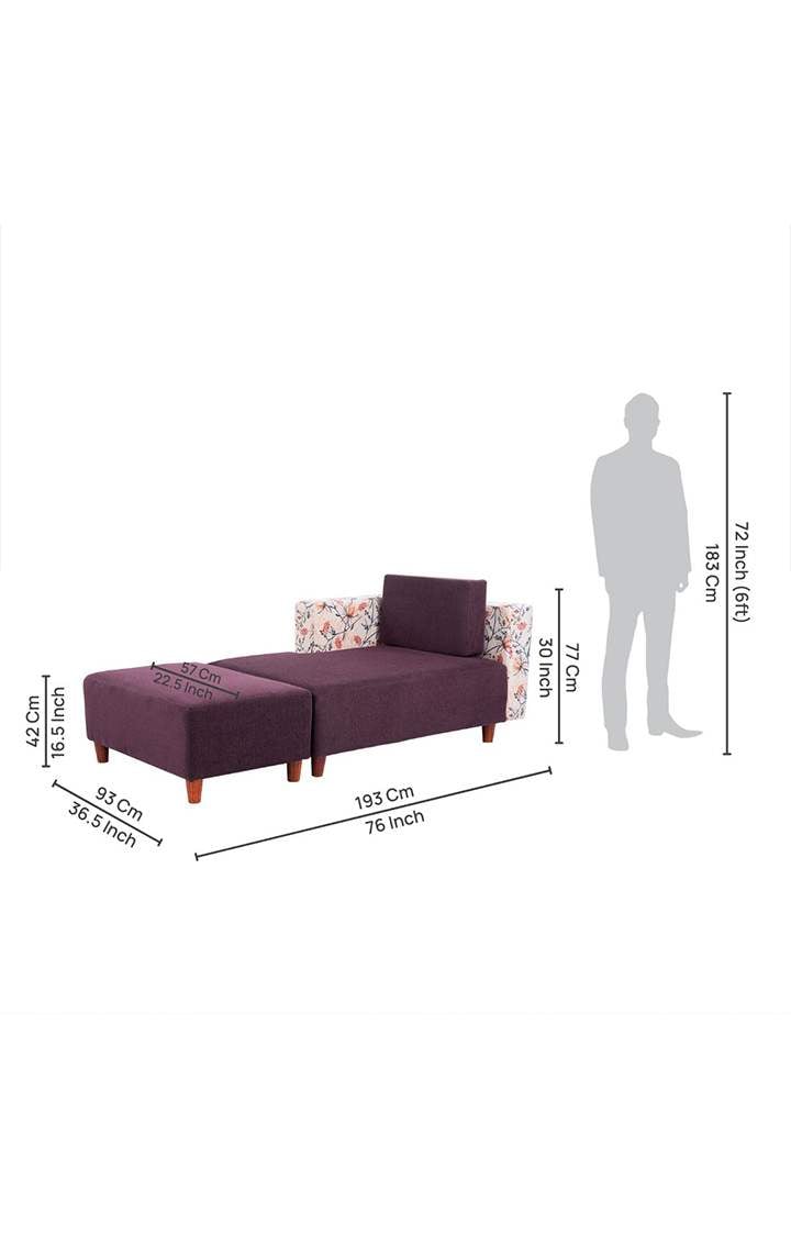 neudot Hailey Fabric Chaise Lounger RHS in Floral Paradise Purple Colour
