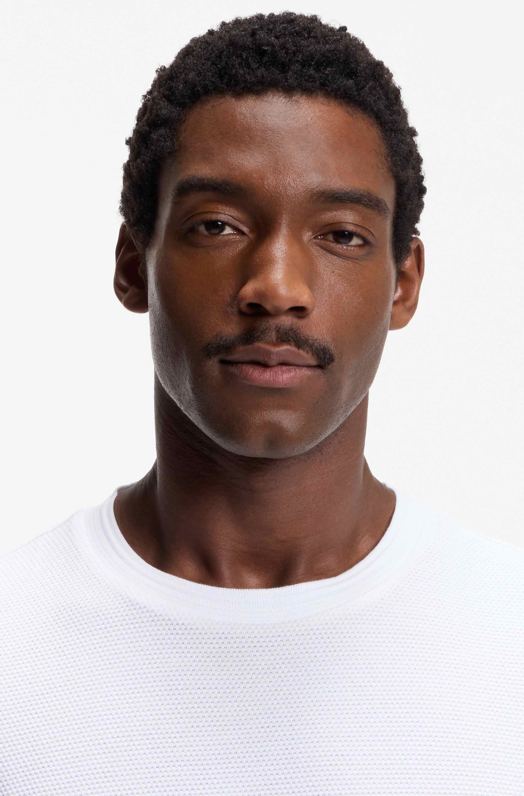 Cotton-blend T-shirt with bubble-jacquard structure