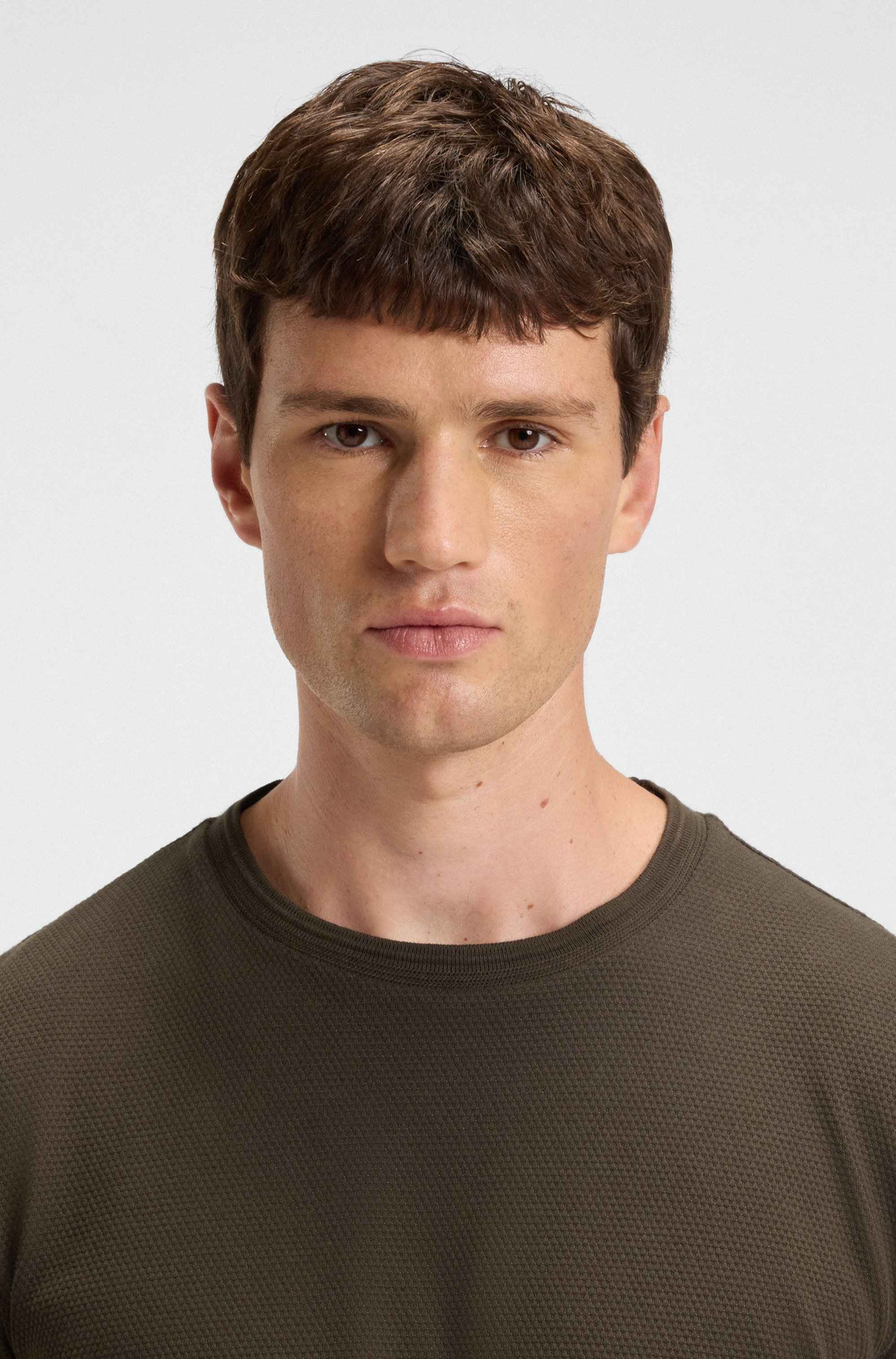 Cotton-blend T-shirt with bubble-jacquard structure