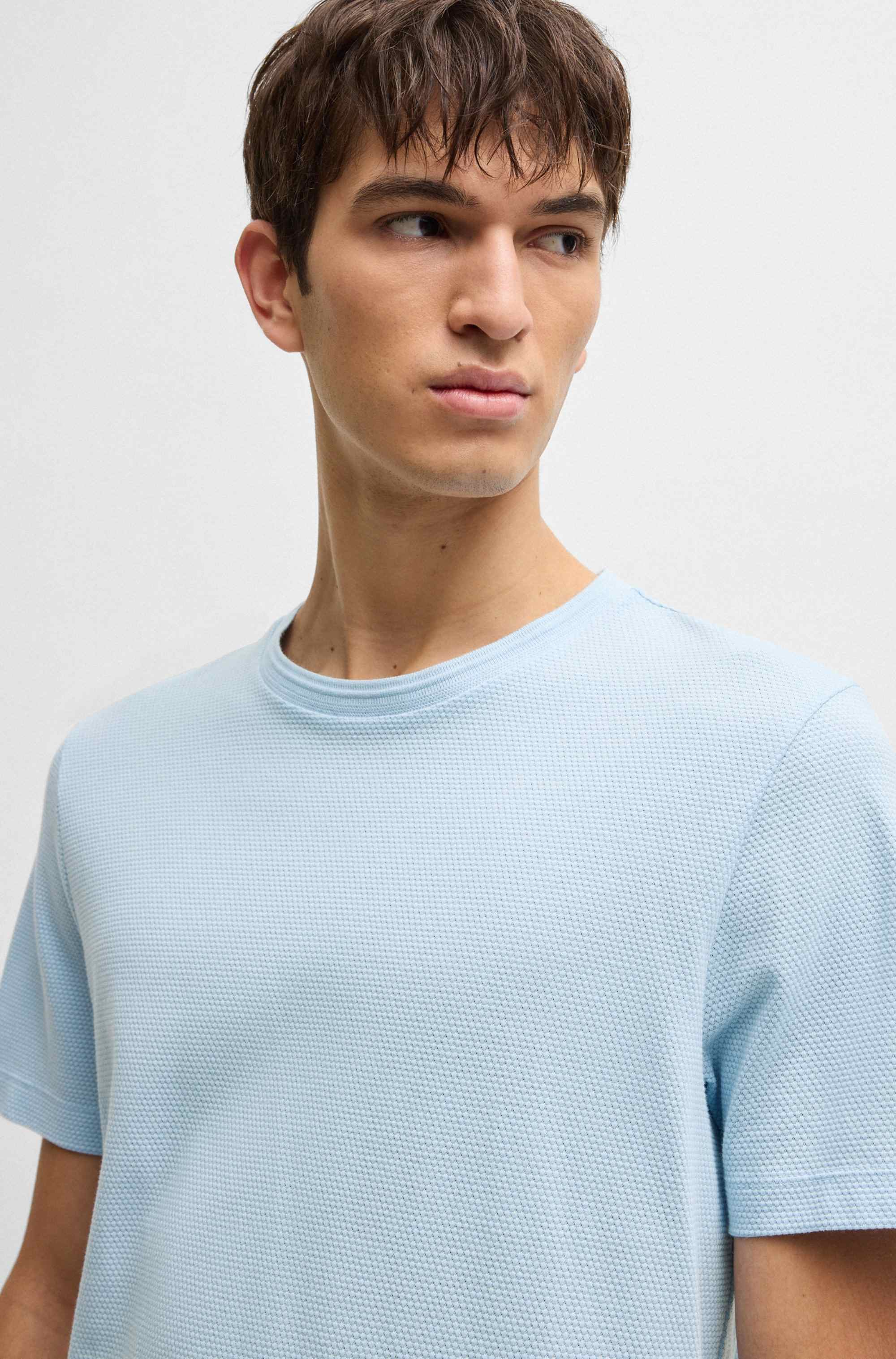 Cotton-blend T-shirt with bubble-jacquard structure