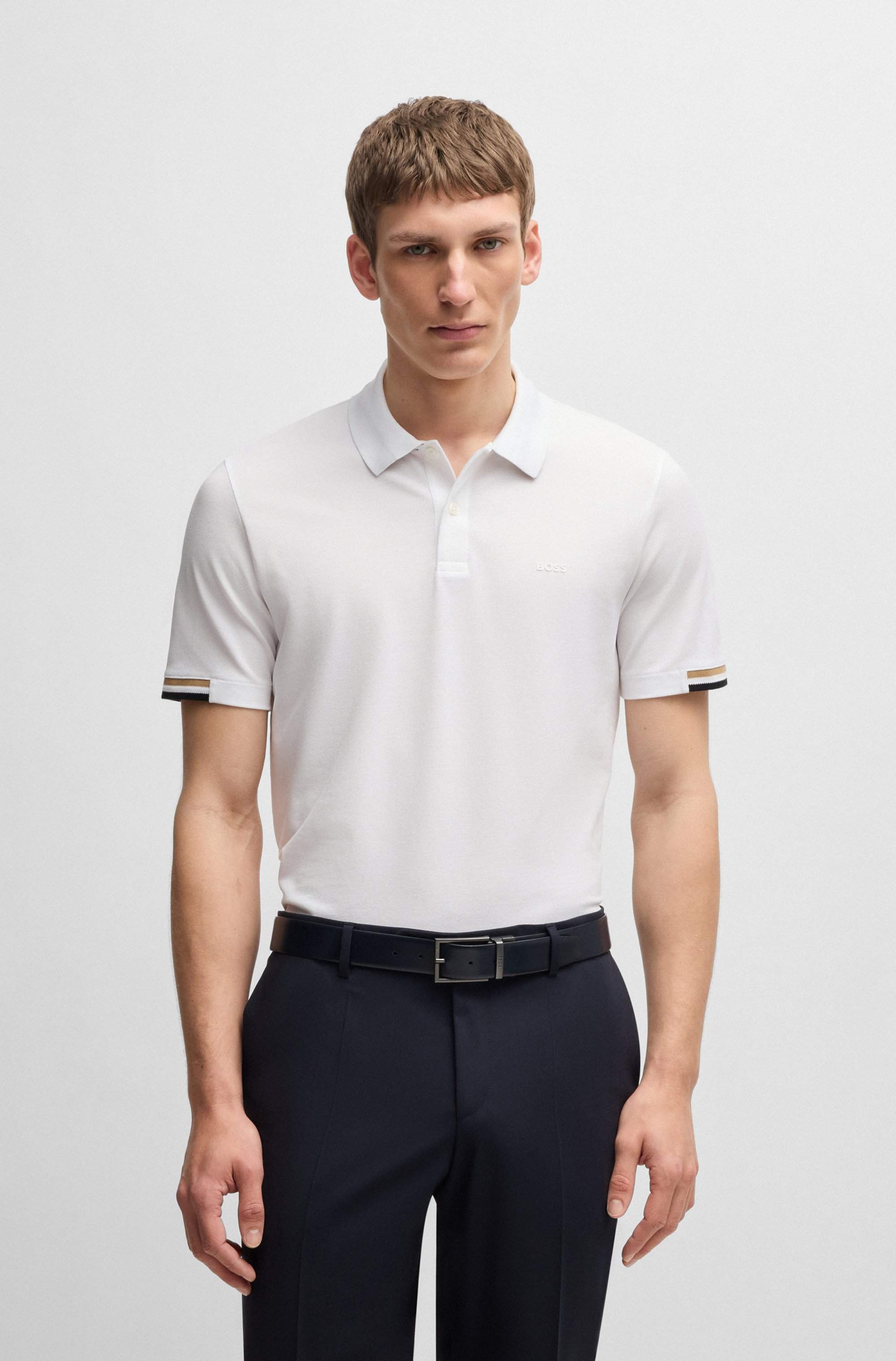 Regular-fit polo shirt with rubberised logo