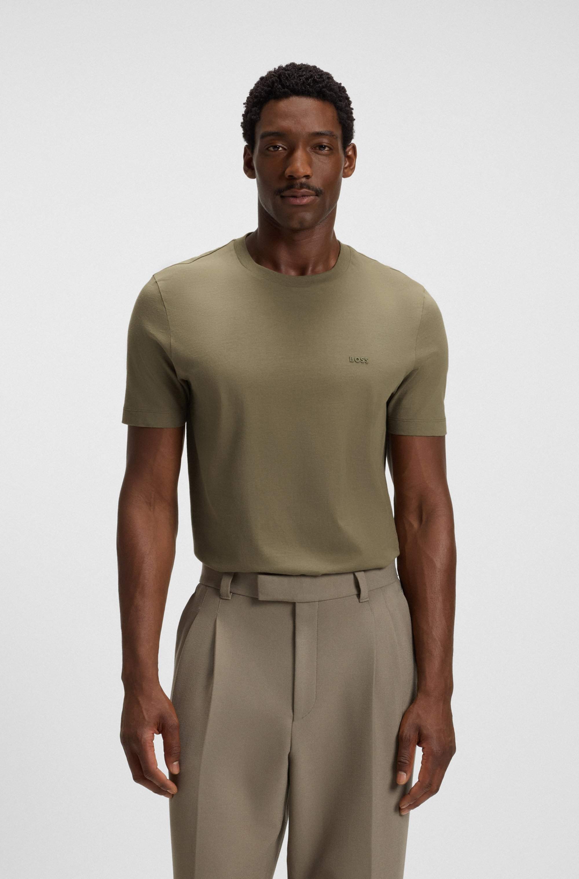 Cotton-jersey T-shirt with logo detail