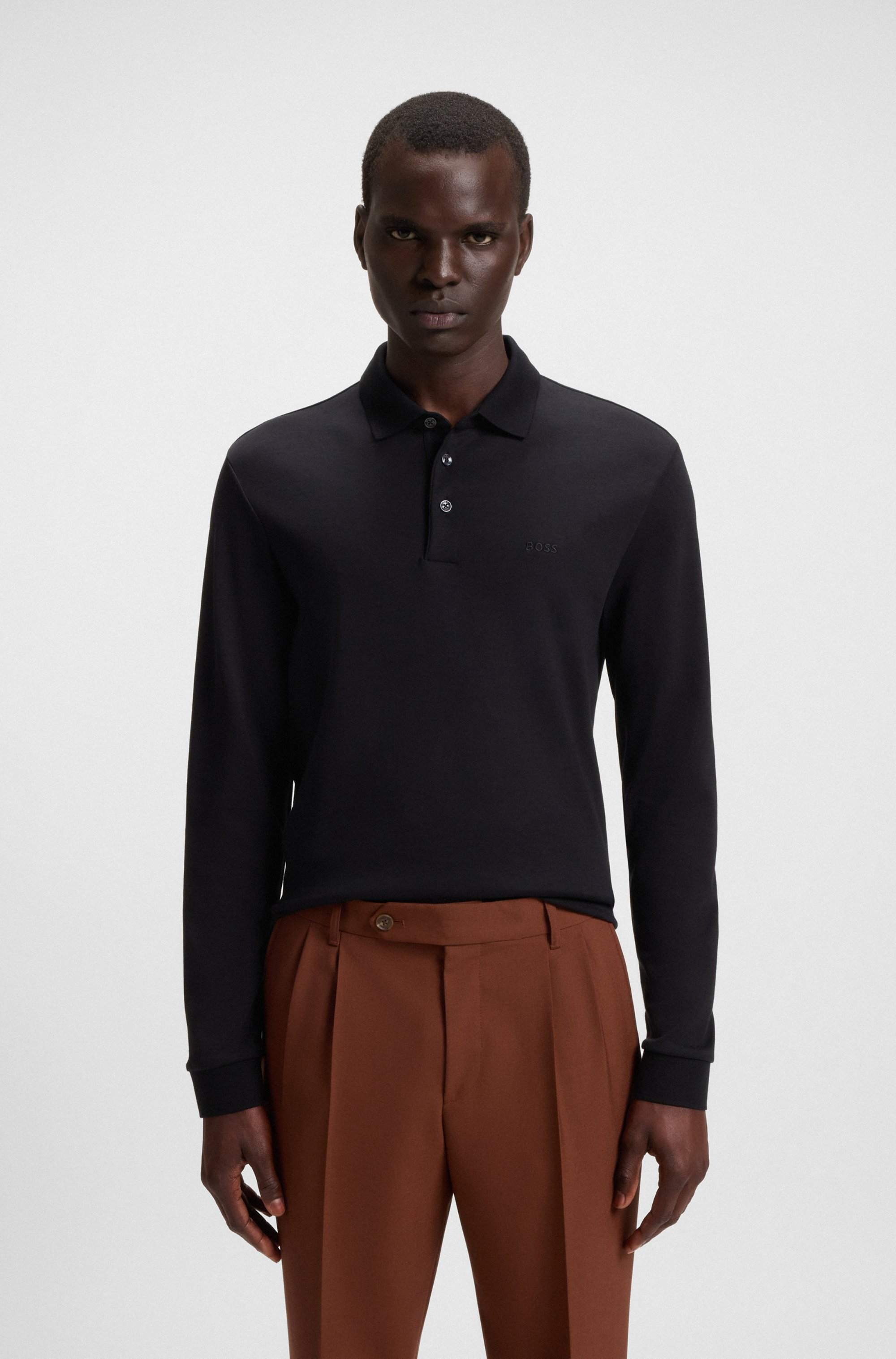 Interlock-cotton polo shirt with embroidered logo