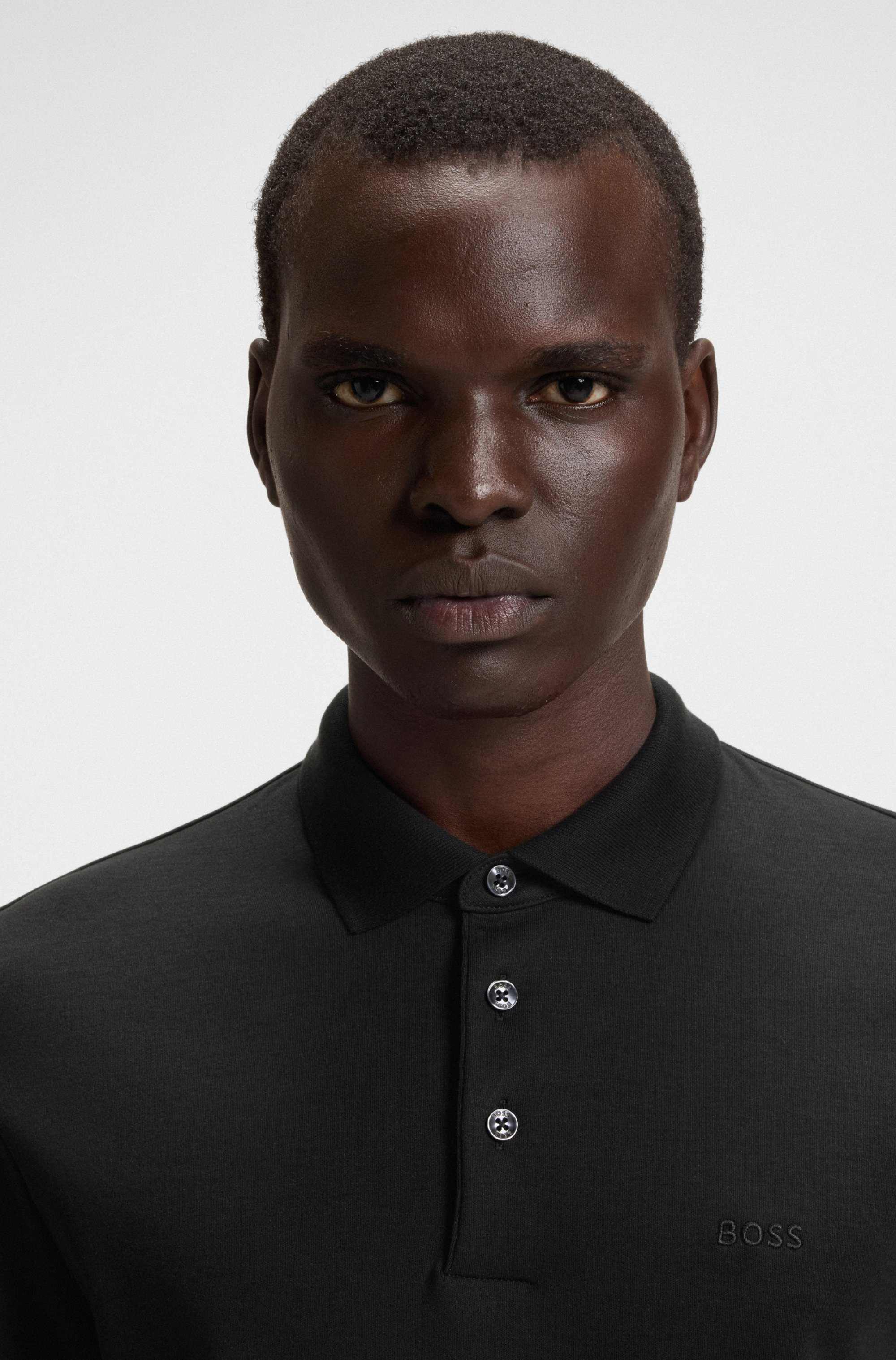 Interlock-cotton polo shirt with embroidered logo
