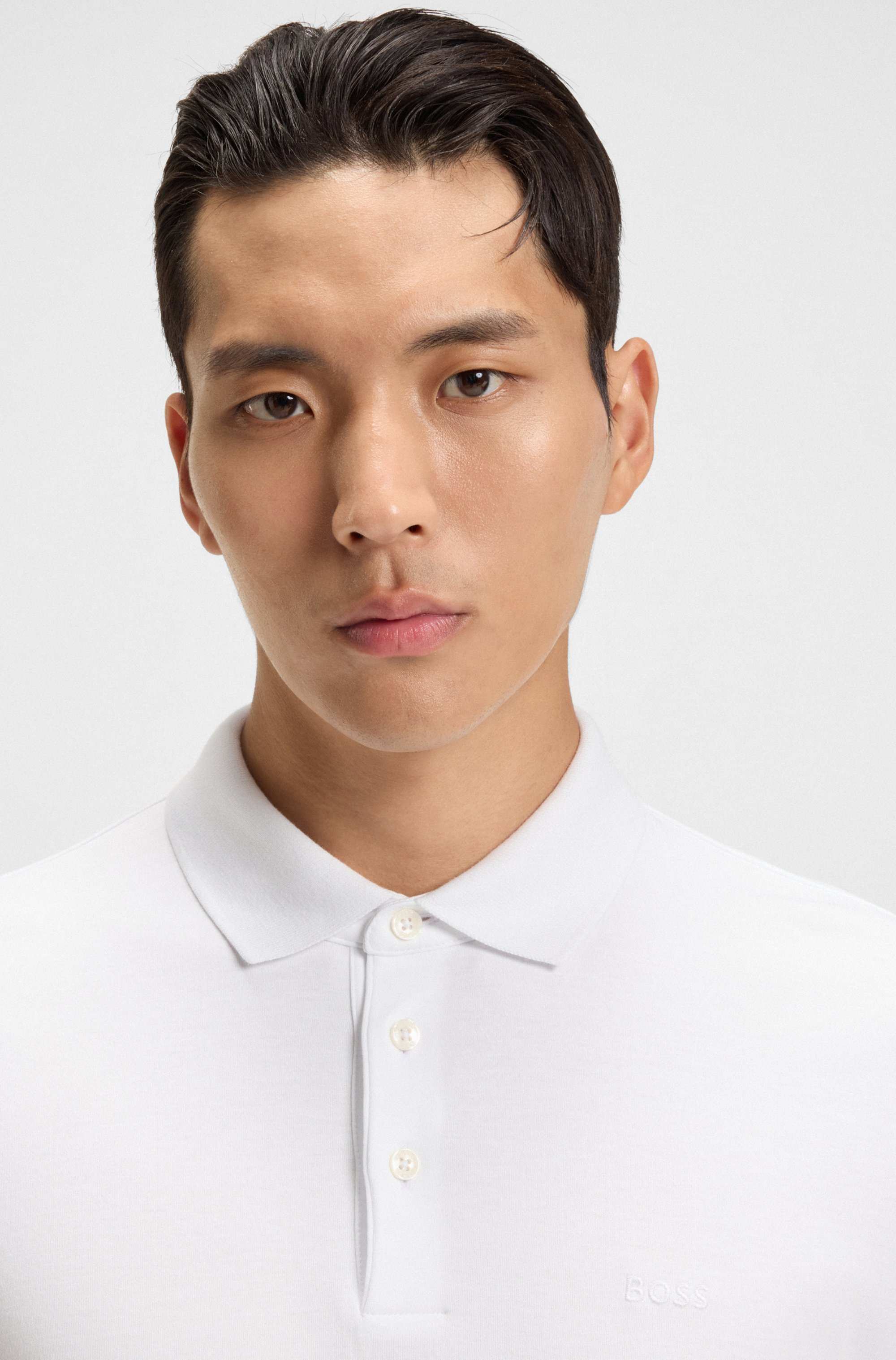 Regular-fit polo shirt in interlock cotton