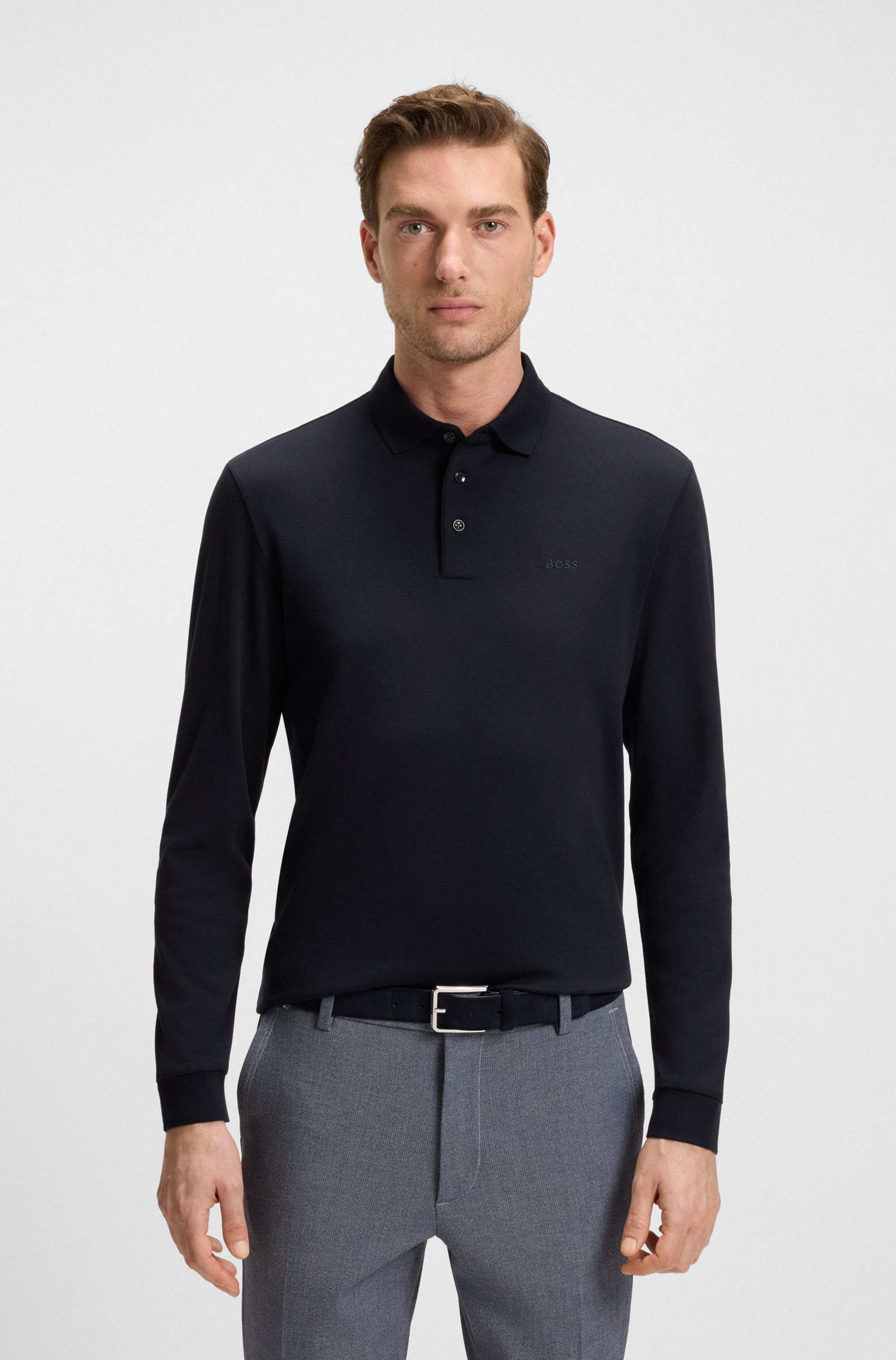 Interlock-cotton polo shirt with embroidered logo