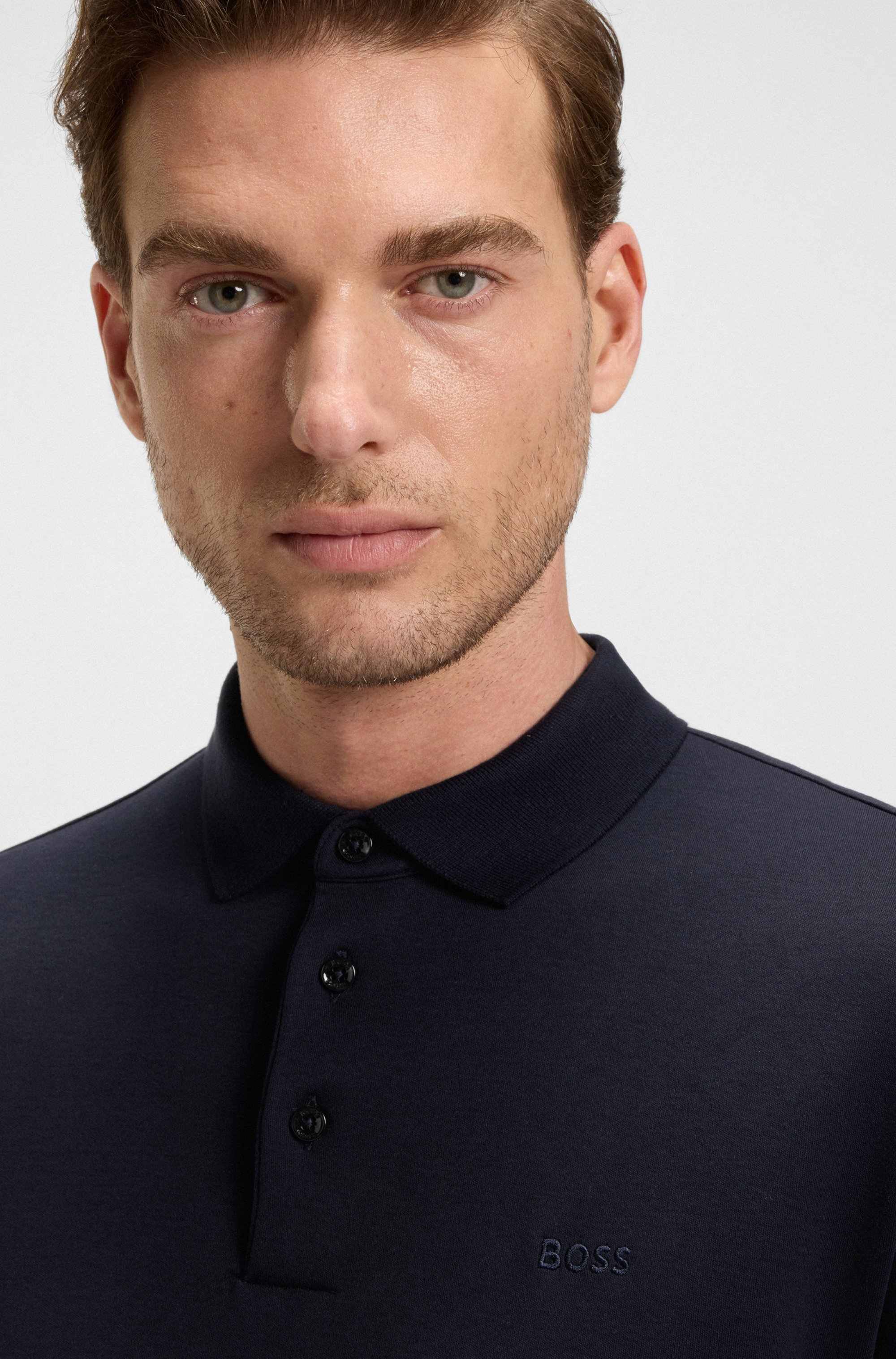 Interlock-cotton polo shirt with embroidered logo