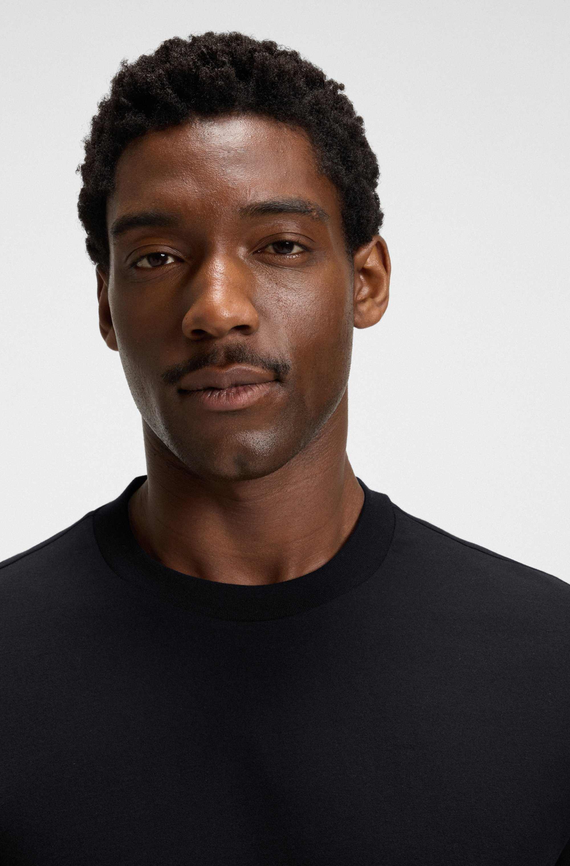 Regular-fit T-shirt in cotton jersey with ribbed collar