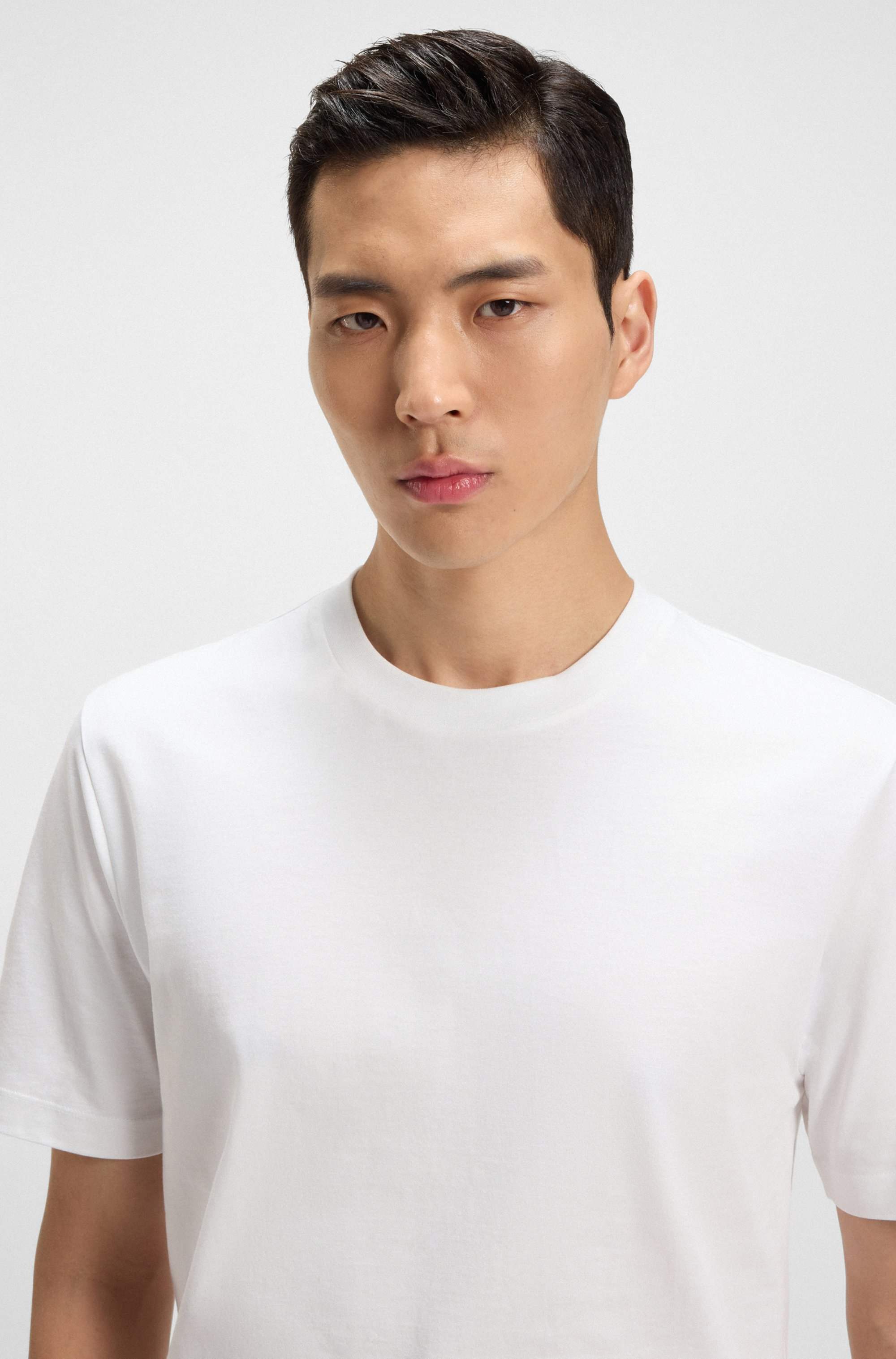 Regular-fit T-shirt in cotton jersey with ribbed collar