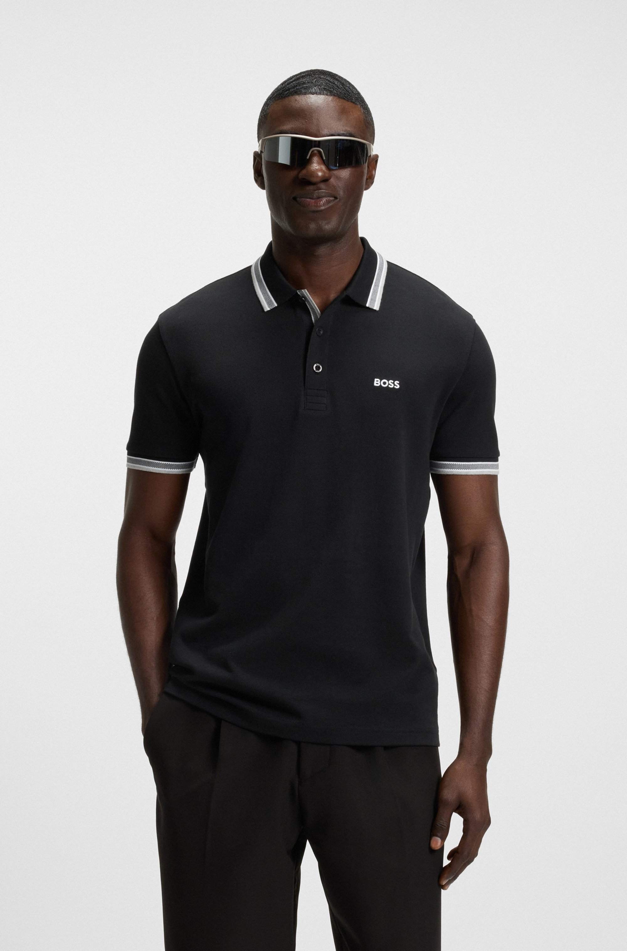 Paddy polo shirt in cotton piqué with logo undercollar