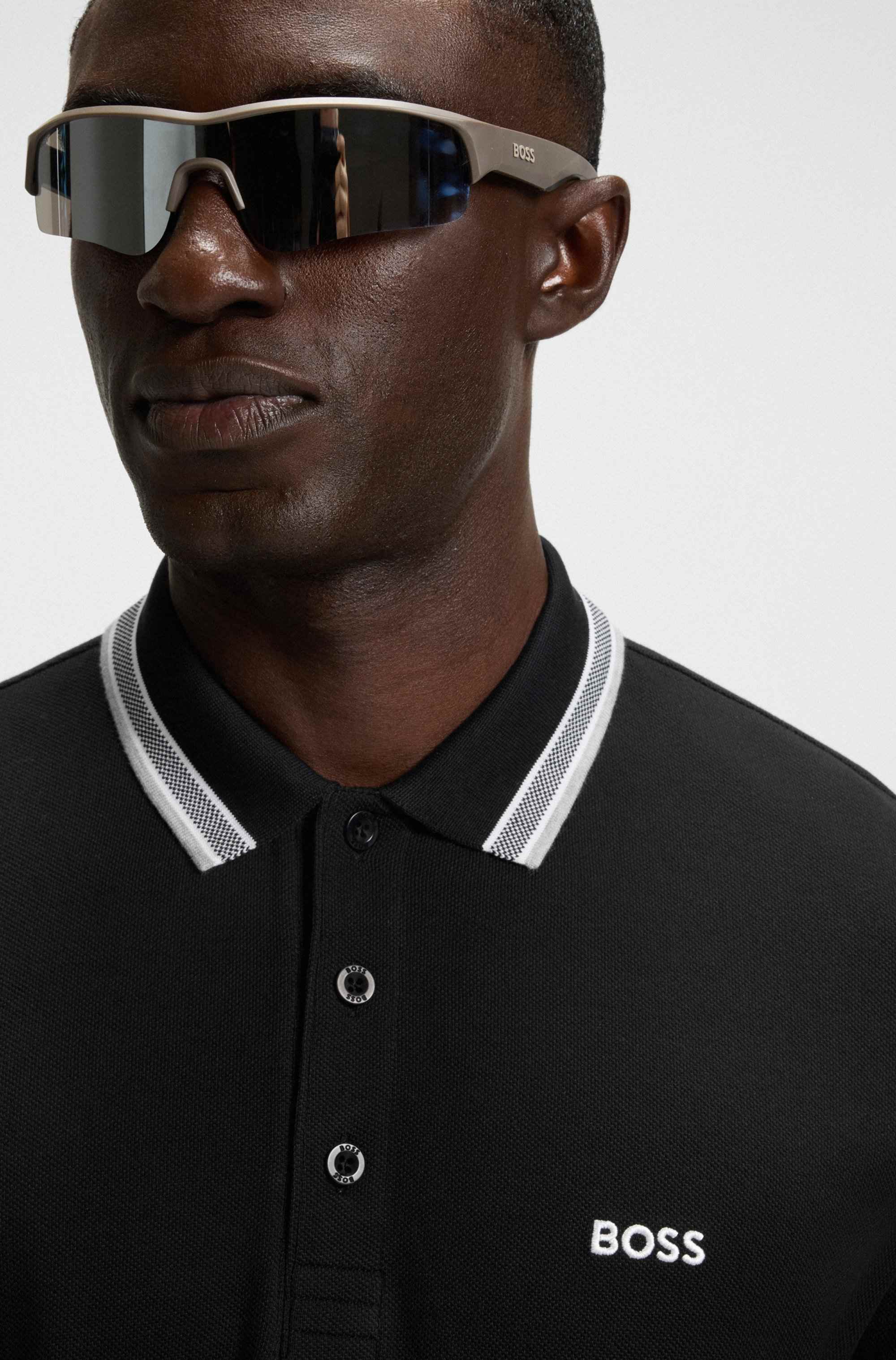 Paddy polo shirt in cotton piqué with logo undercollar