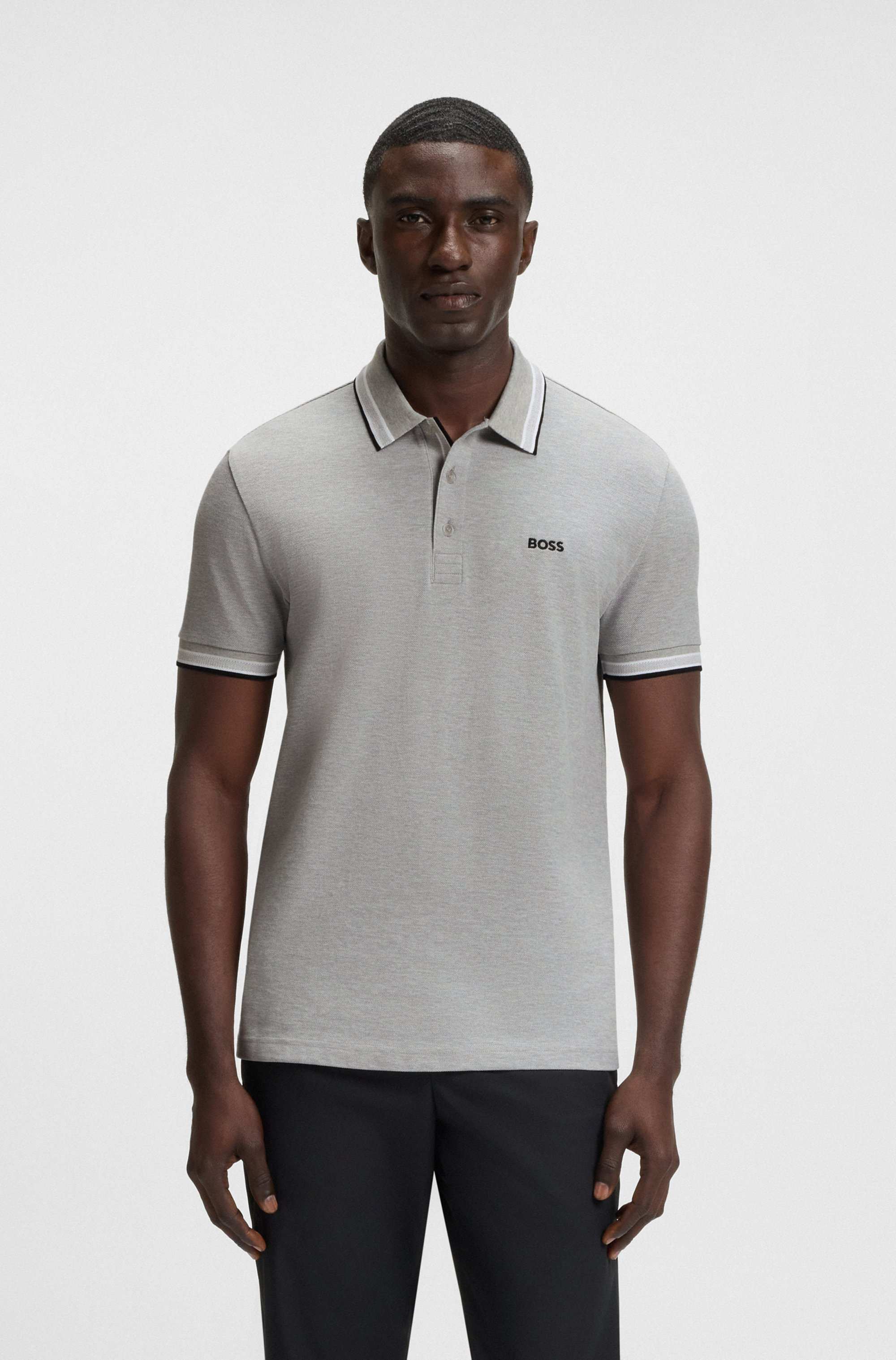 Paddy polo shirt in cotton piqué with logo undercollar