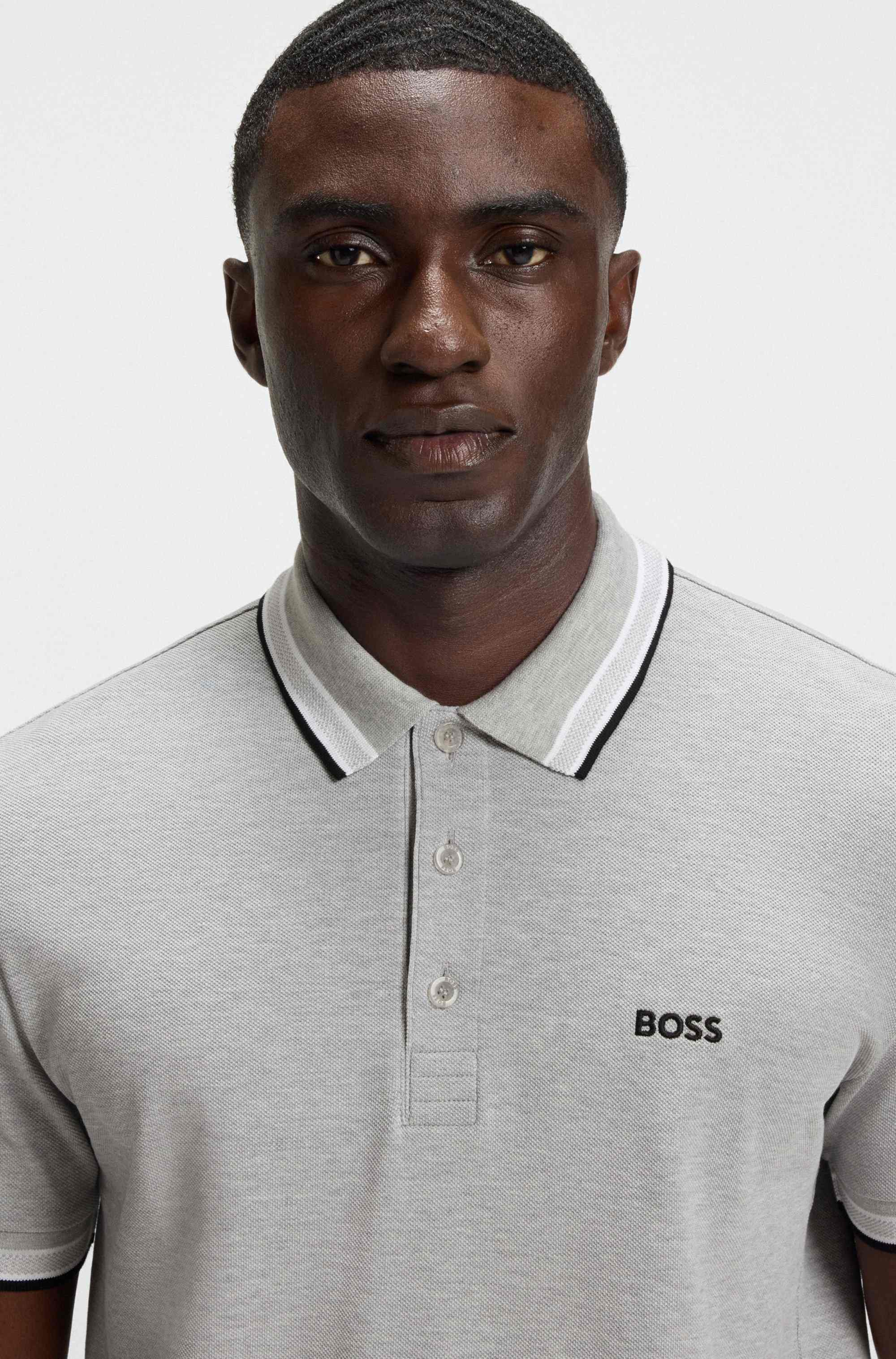 Paddy polo shirt in cotton piqué with logo undercollar