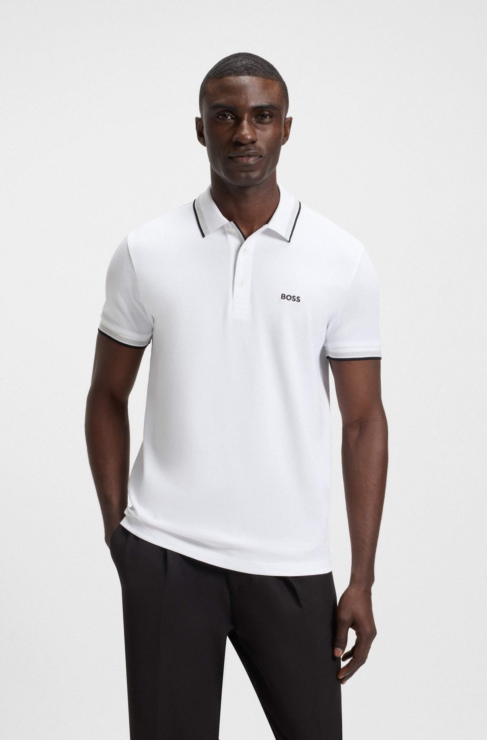 Paddy polo shirt in cotton piqué with logo undercollar