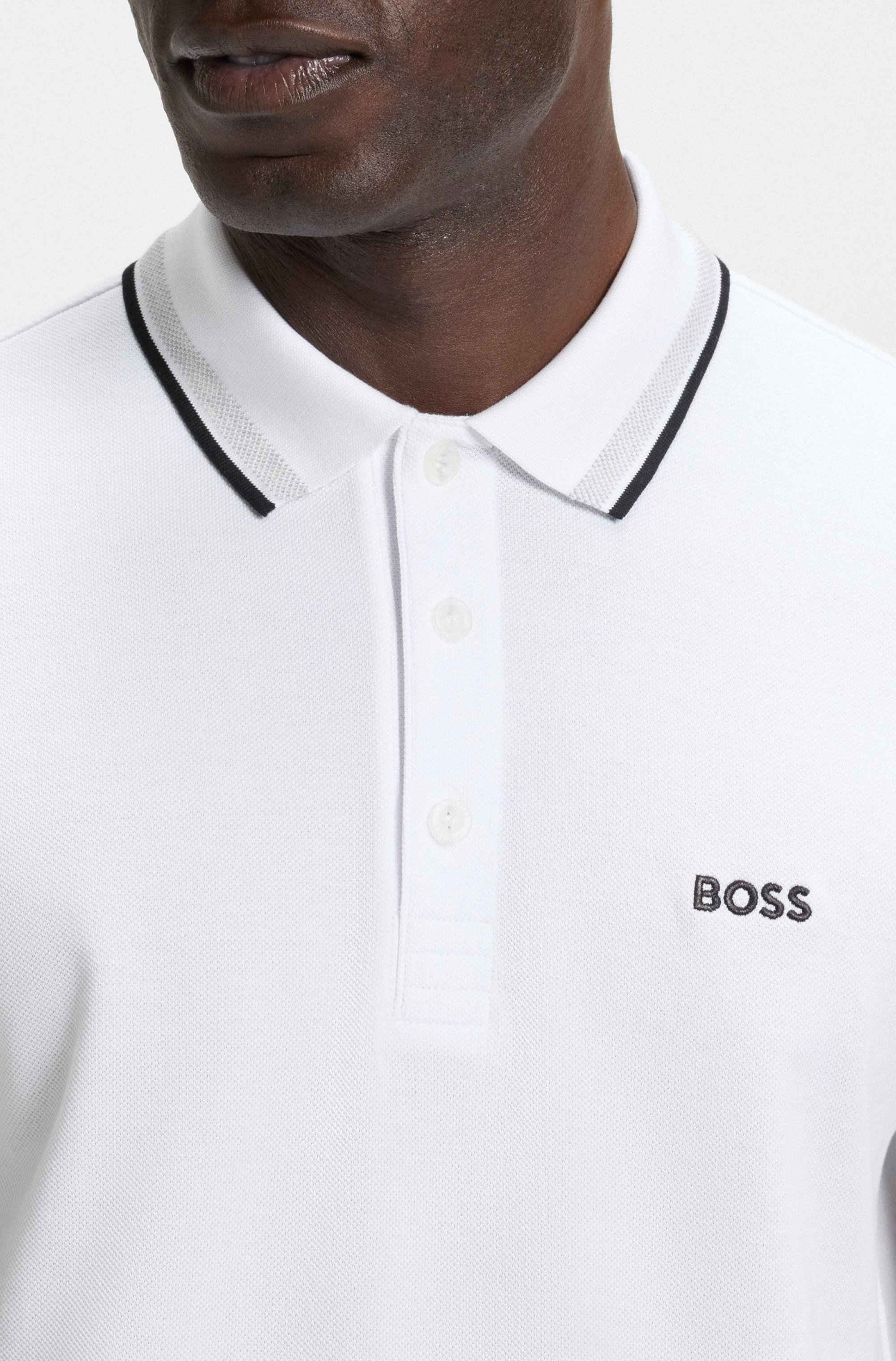 Paddy polo shirt in cotton piqué with logo undercollar