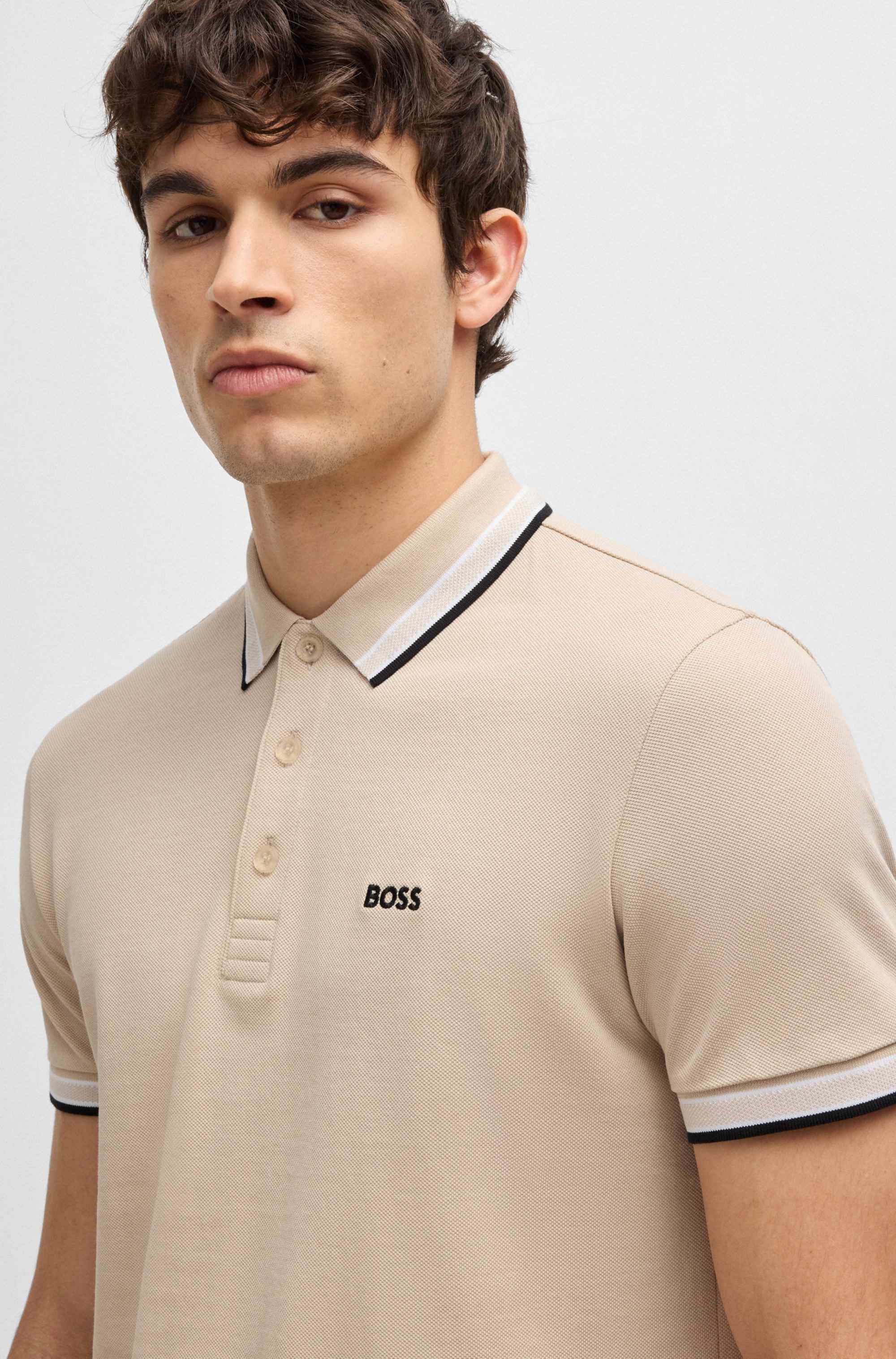 Paddy polo shirt in cotton piqué with logo undercollar