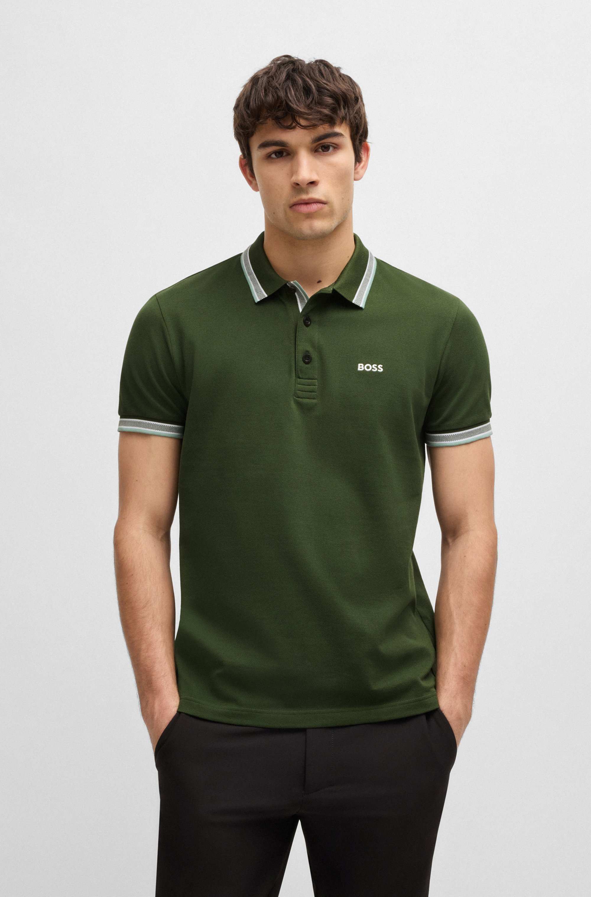 Paddy polo shirt in cotton piqué with logo undercollar