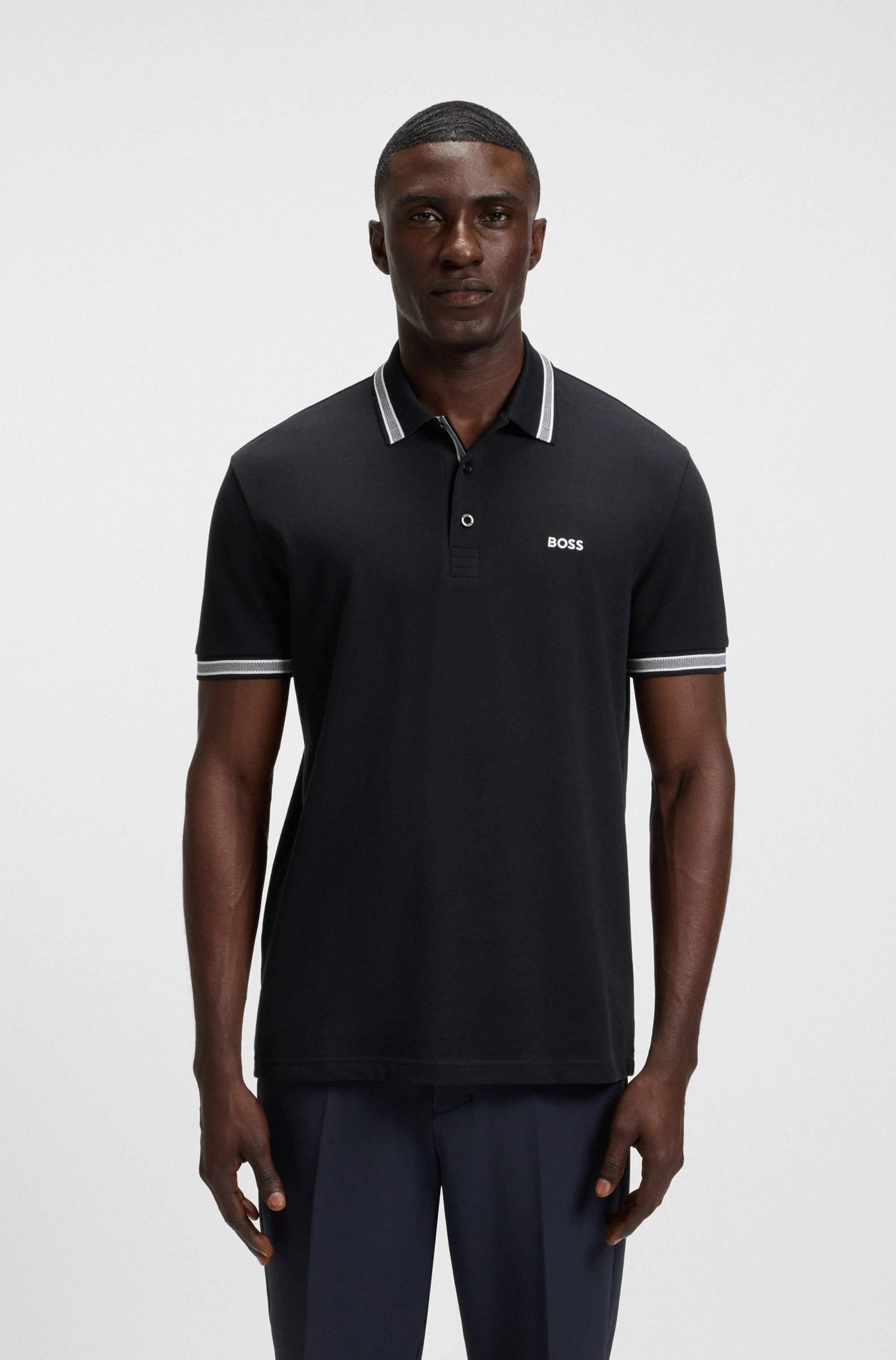 Paddy polo shirt in cotton piqué with logo undercollar