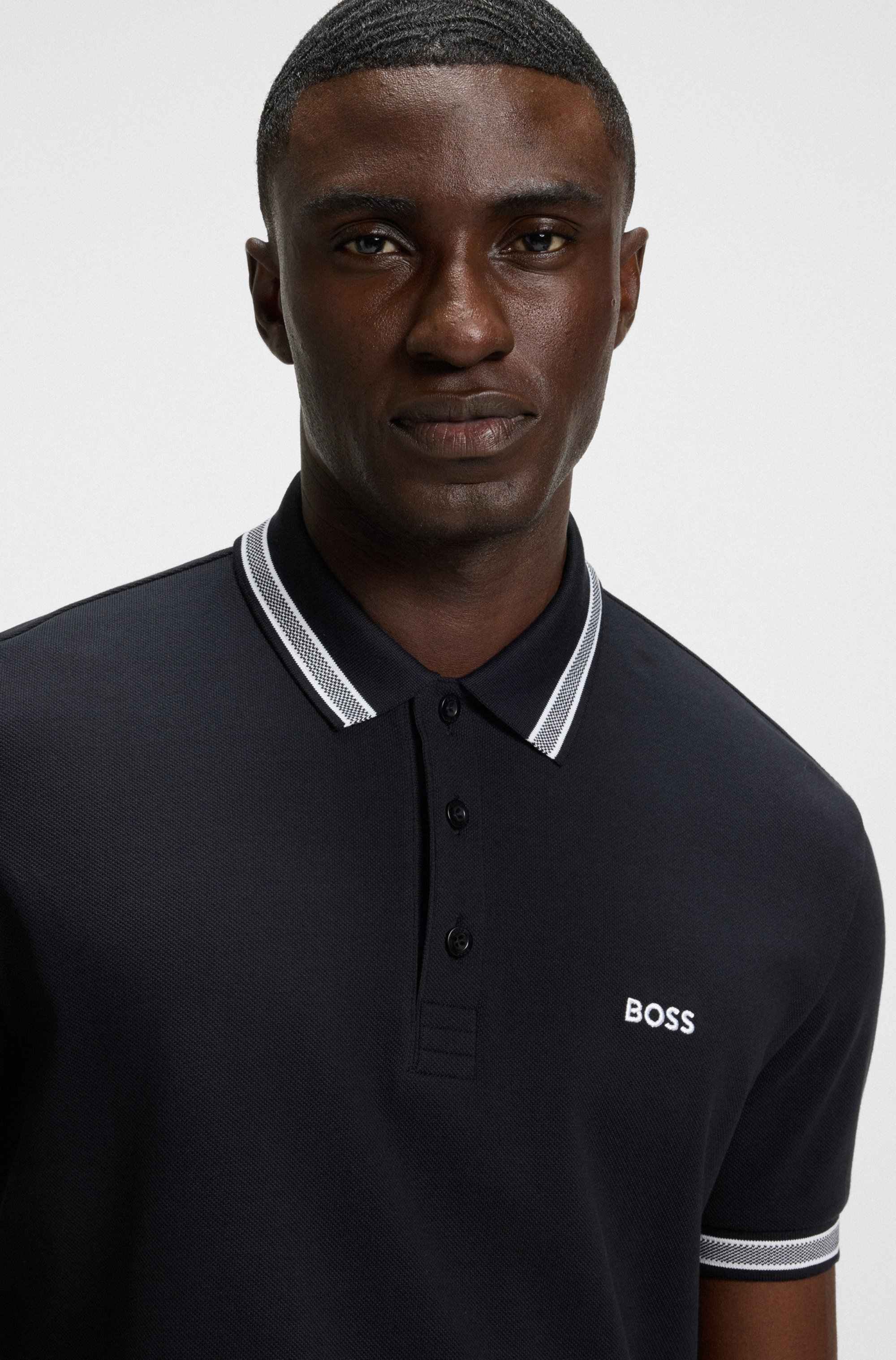 Paddy polo shirt in cotton piqué with logo undercollar