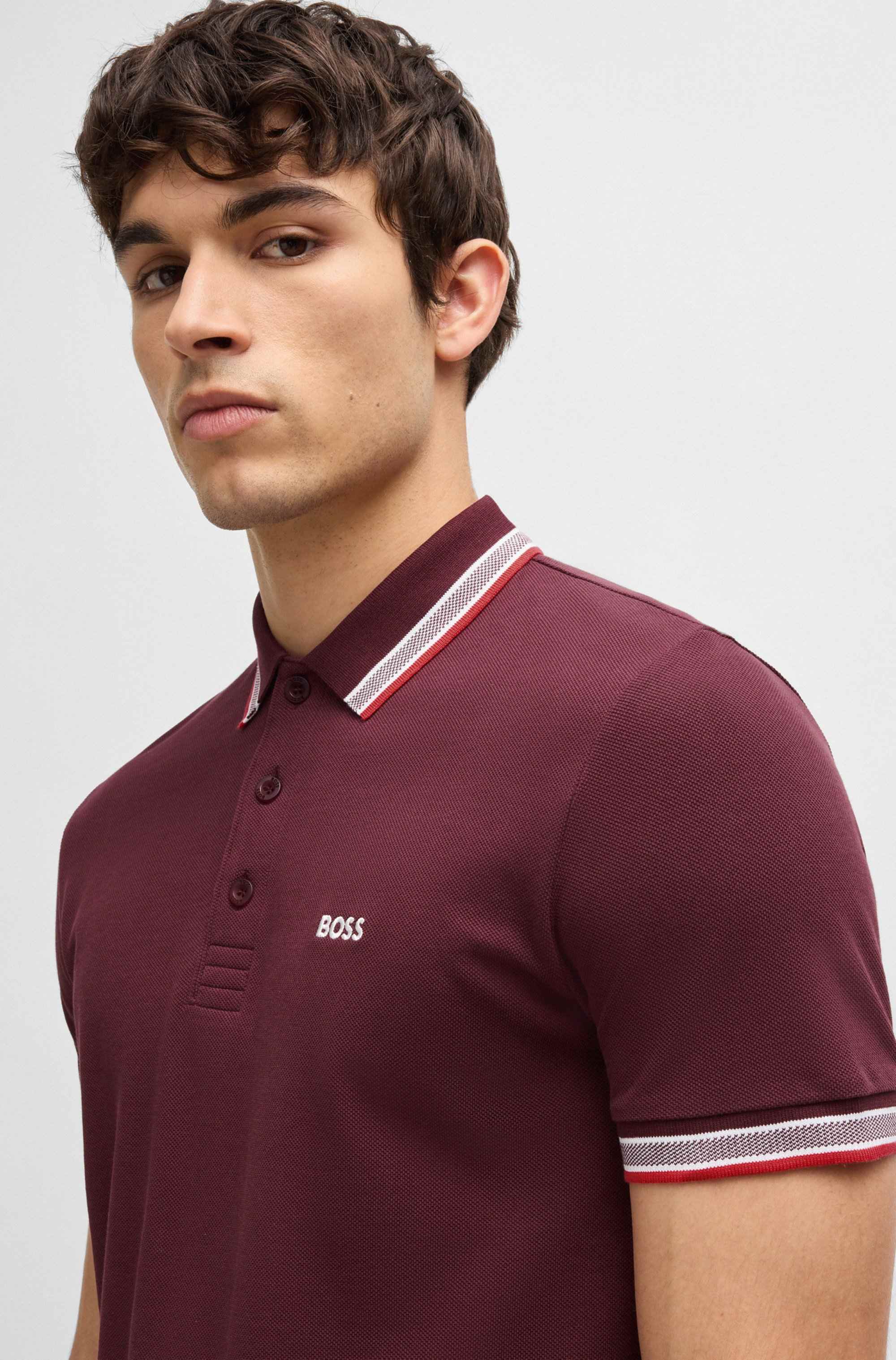 Paddy polo shirt in cotton piqué with logo undercollar