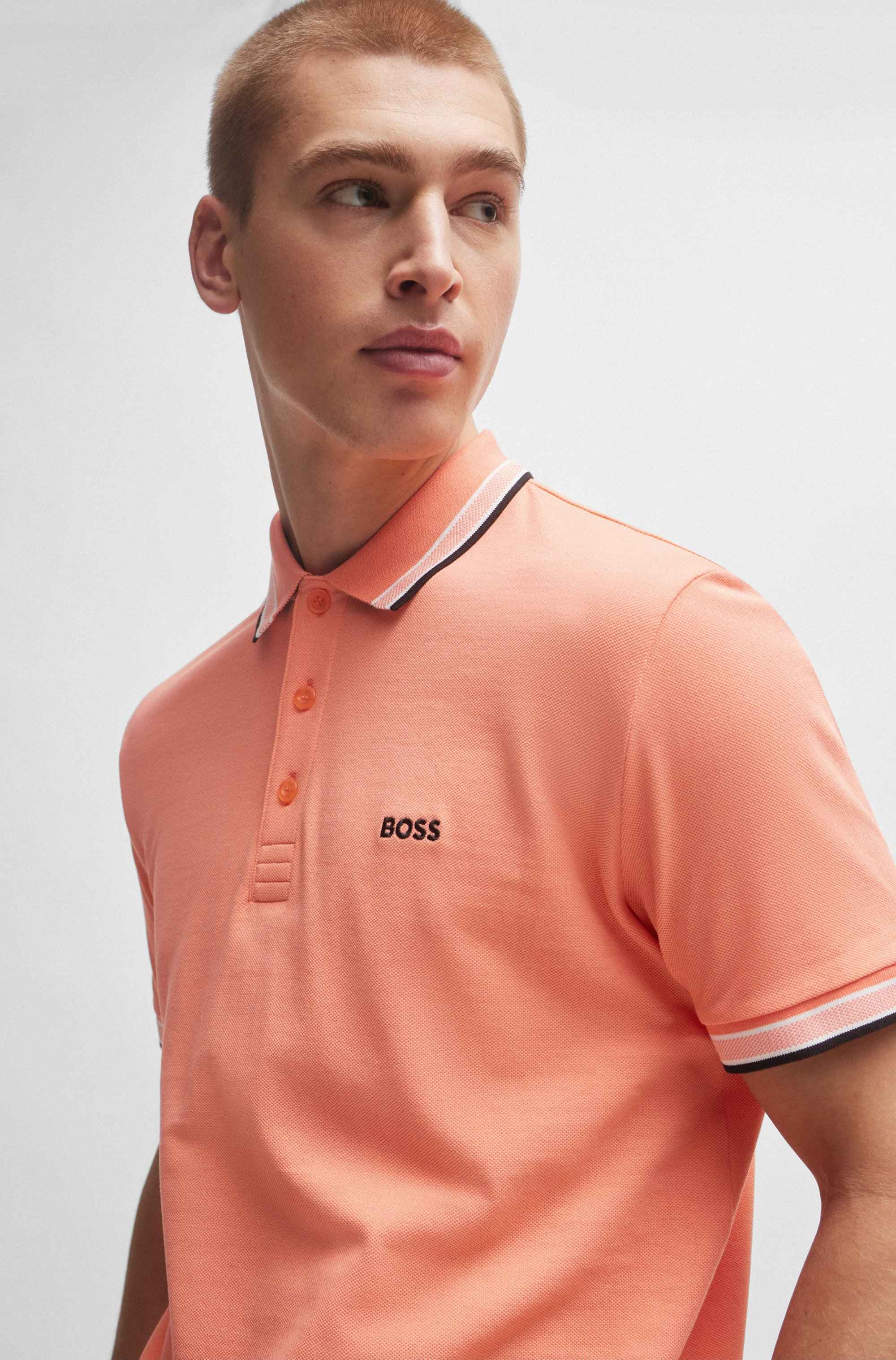 Paddy polo shirt in cotton piqué with logo undercollar
