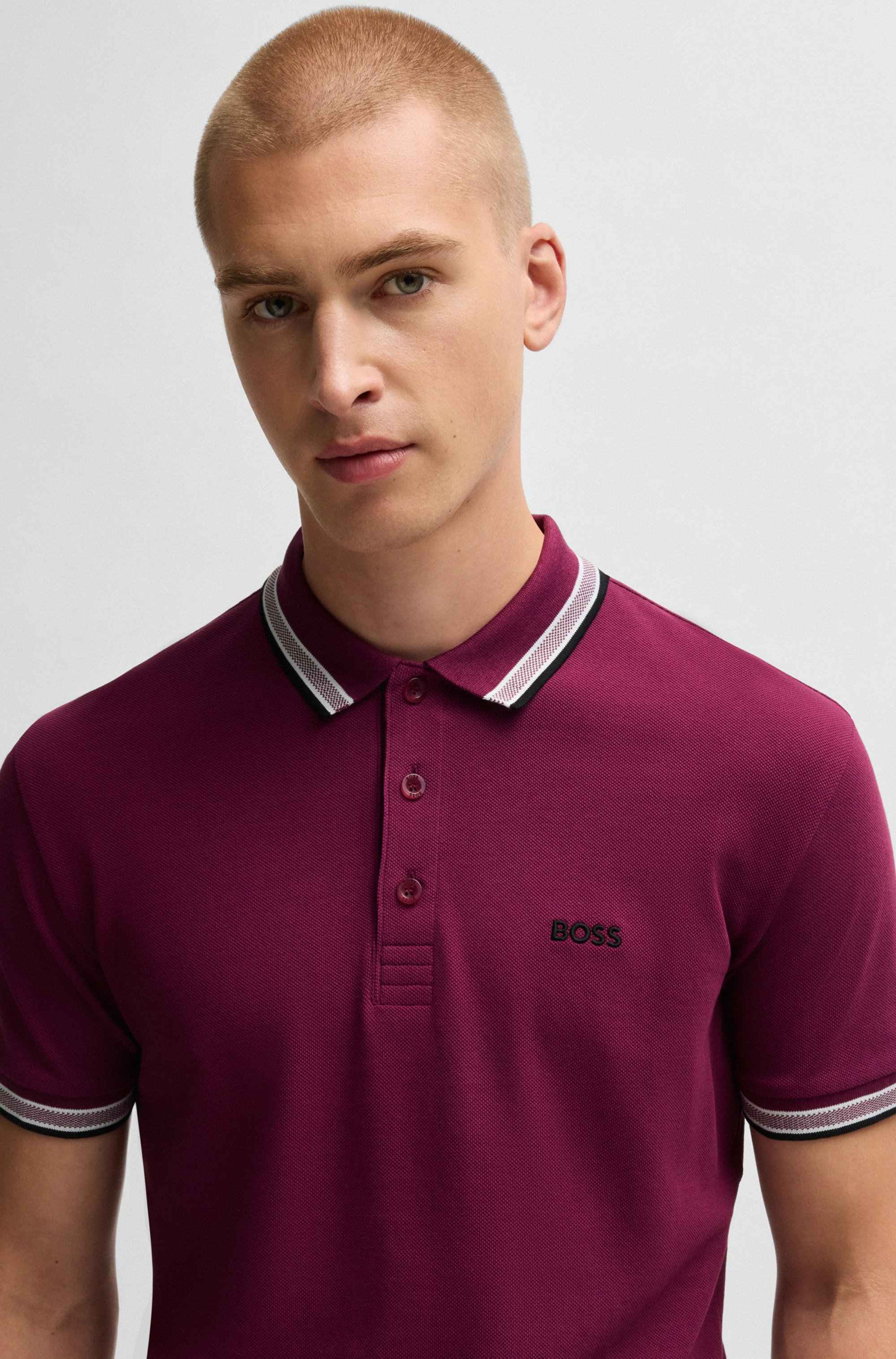 Paddy polo shirt in cotton piqué with logo undercollar