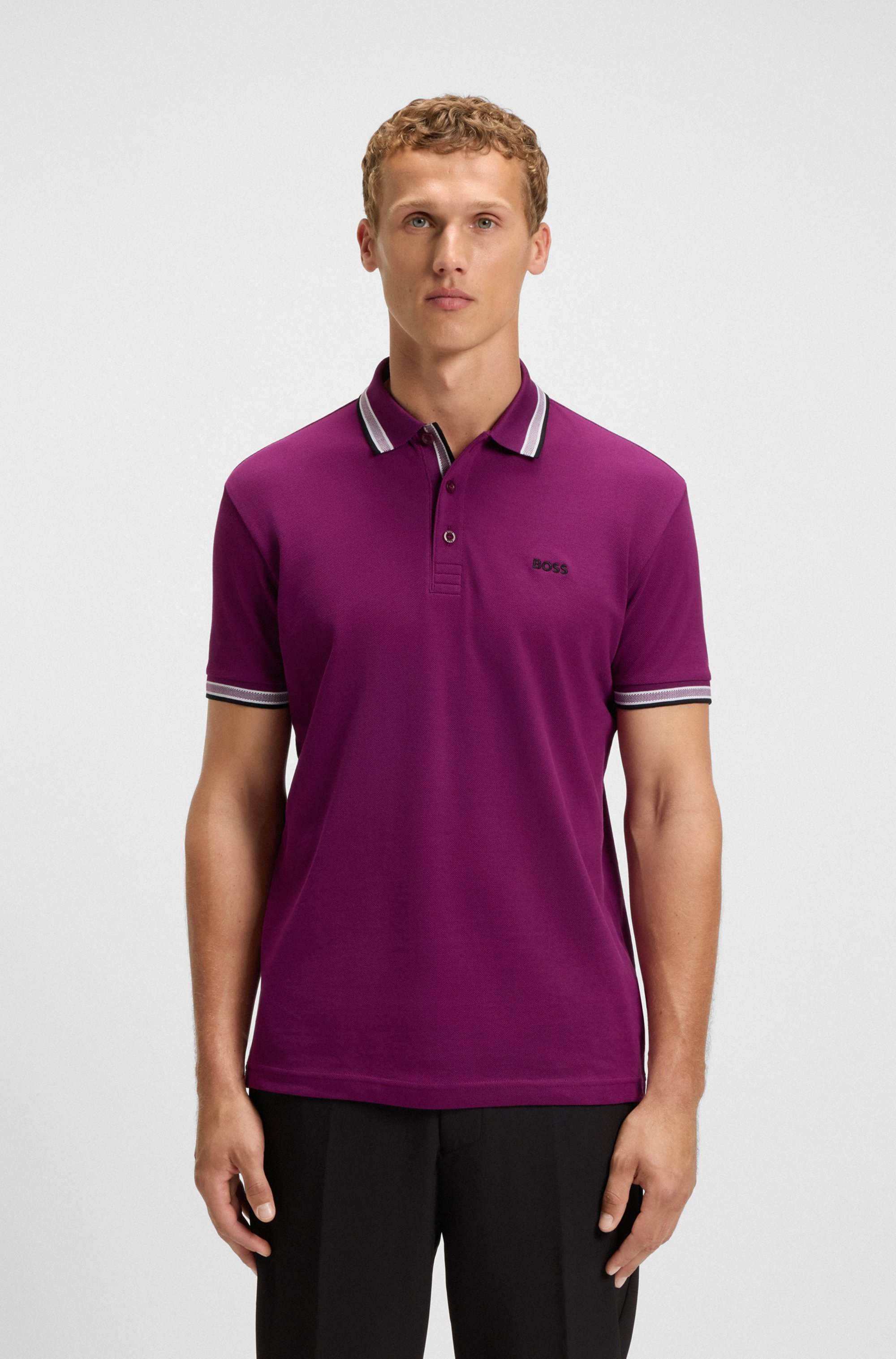 Paddy polo shirt in cotton piqué with logo undercollar