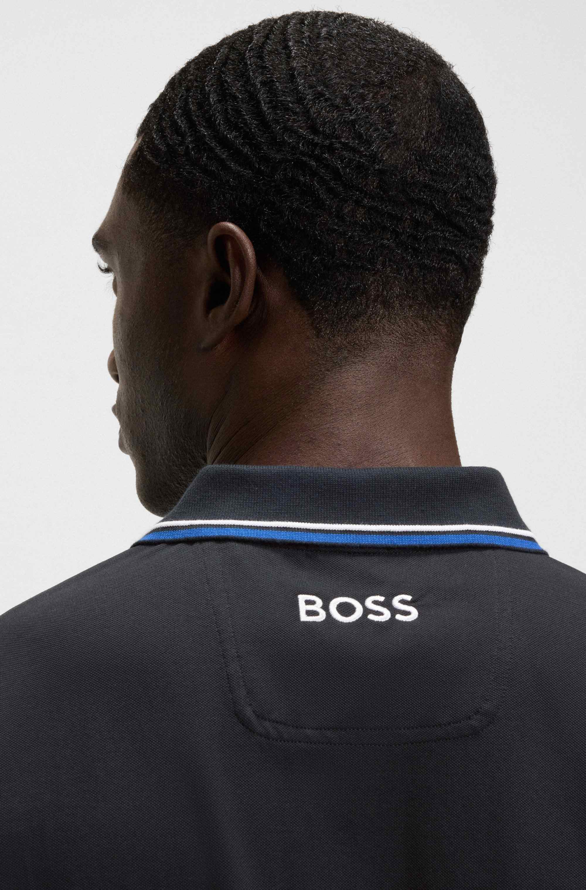 Cotton-blend polo shirt with contrast logos