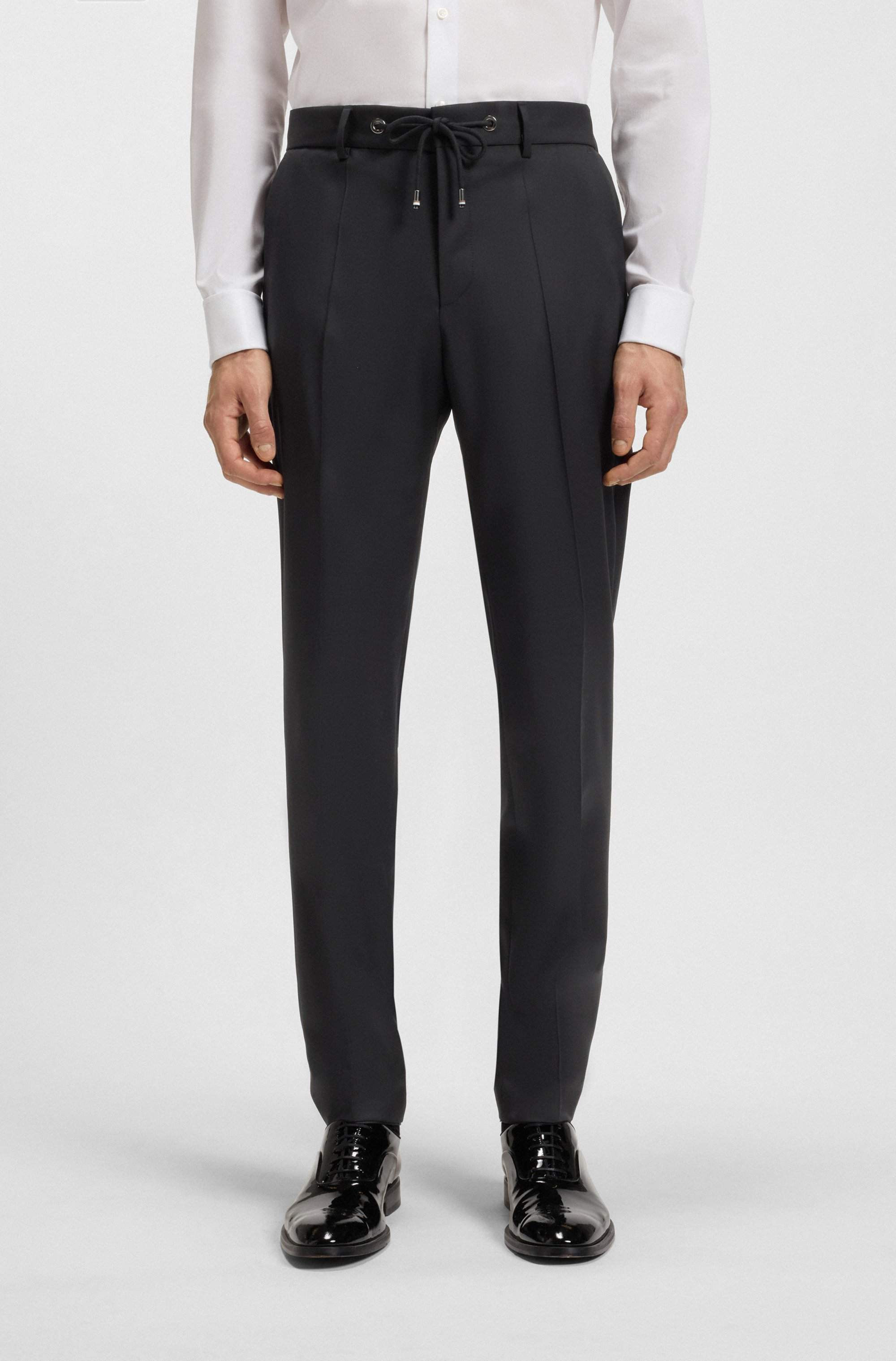 Slim-fit trousers in virgin-wool serge