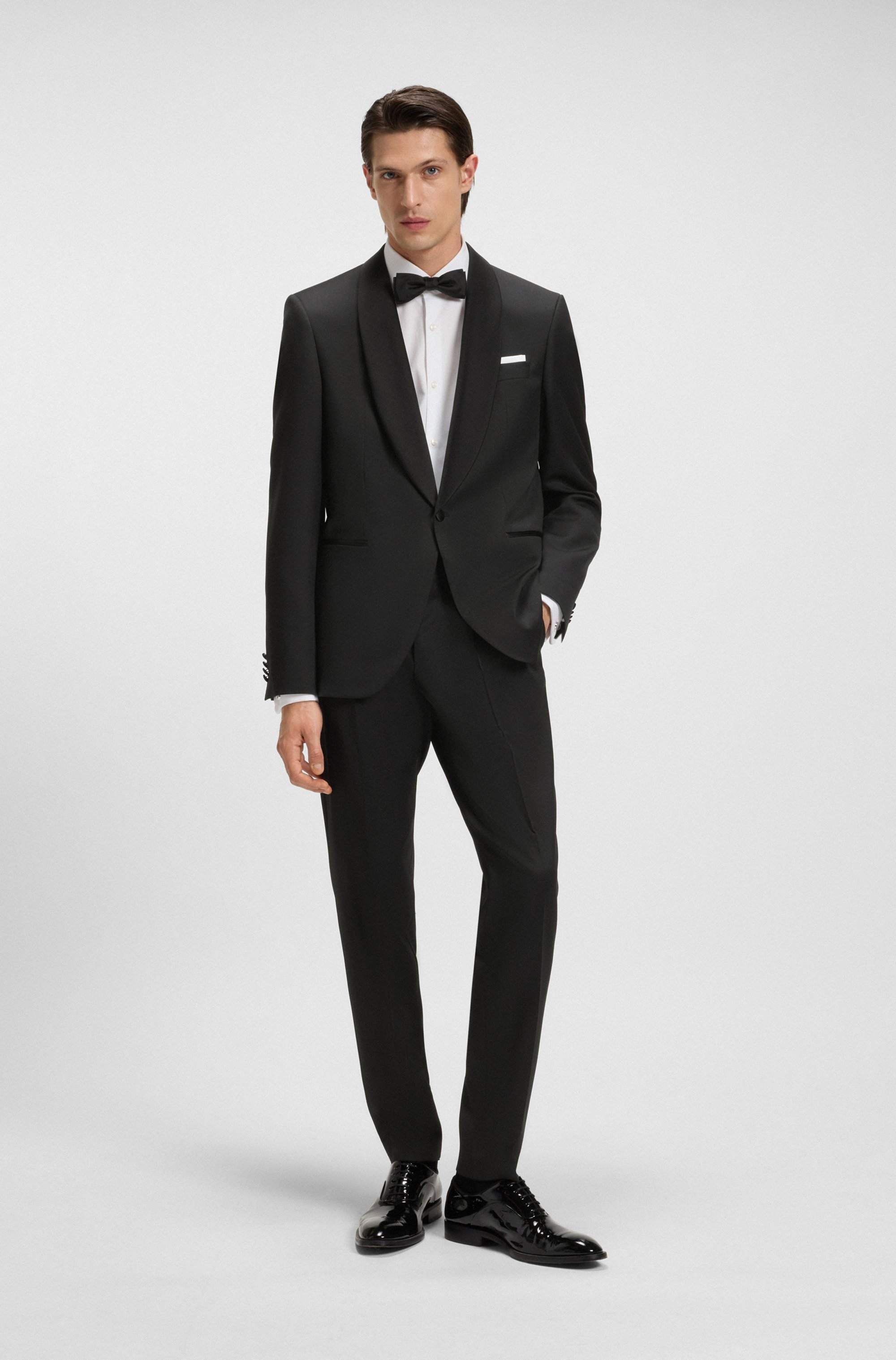 Slim-fit trousers in virgin-wool serge