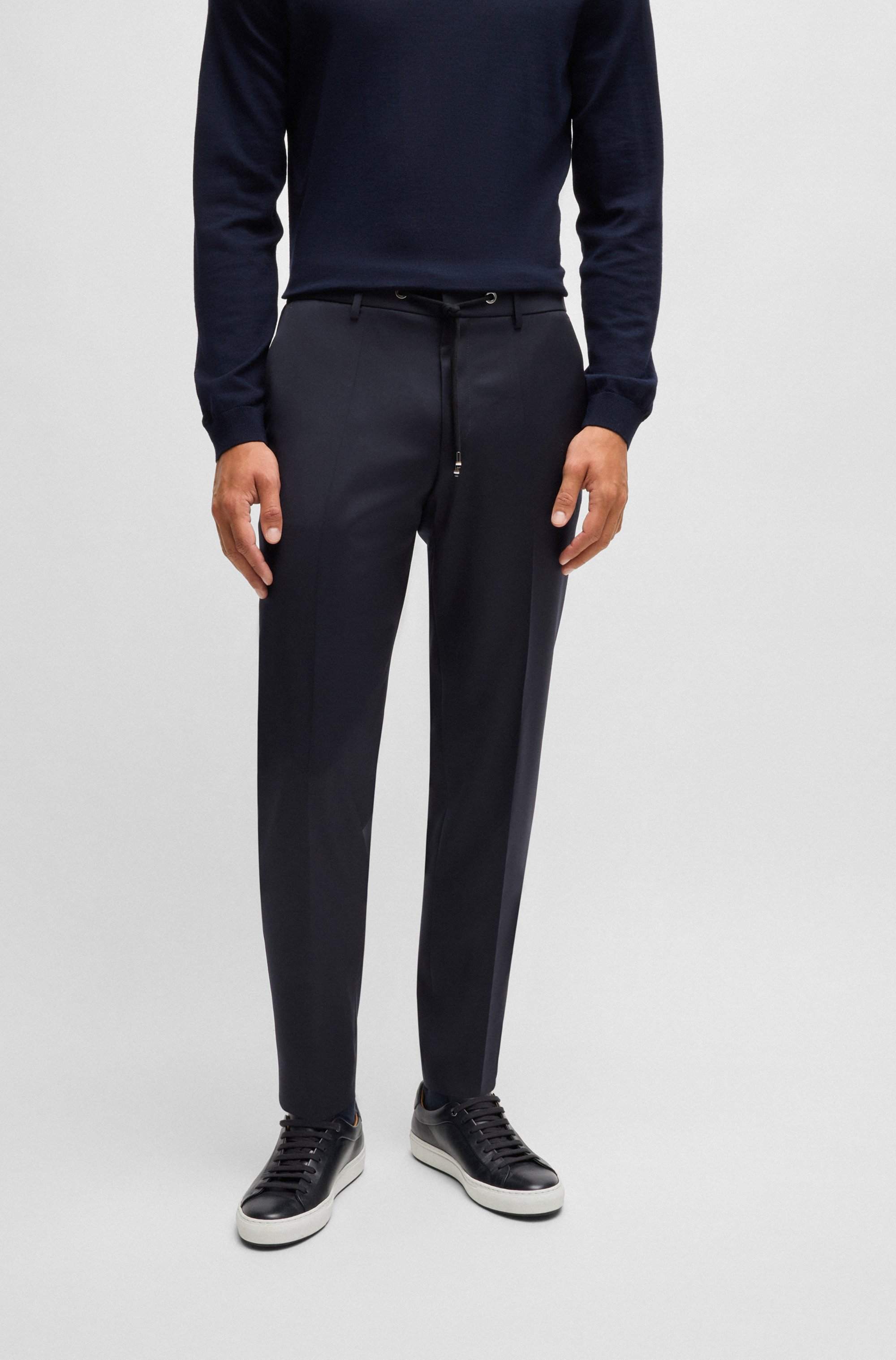 Slim-fit trousers in virgin-wool serge