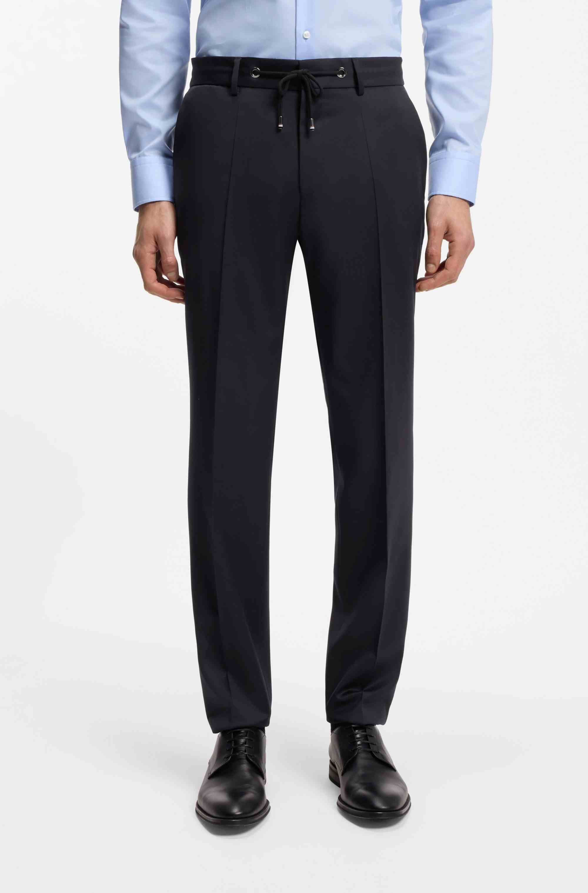 Slim-fit trousers in virgin-wool serge