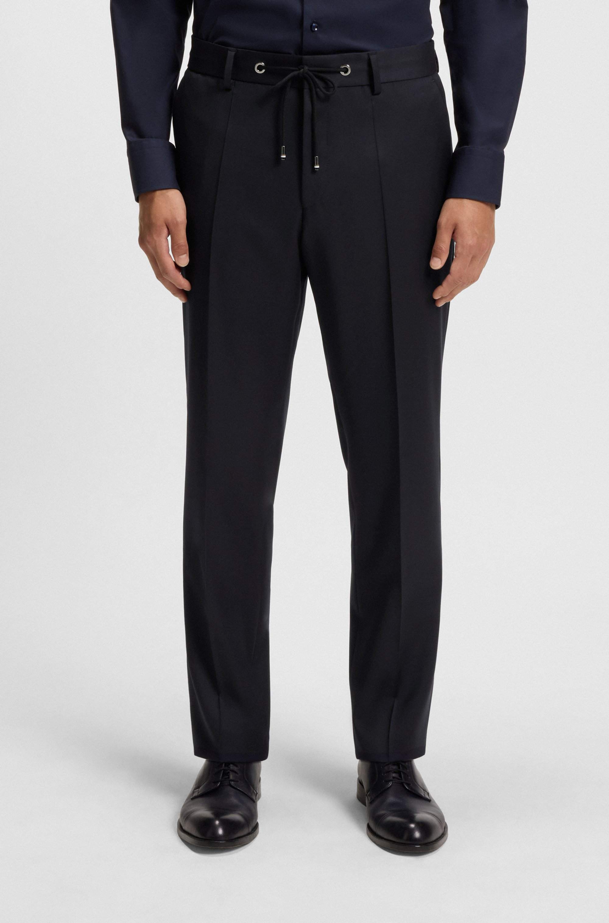 Slim-fit trousers in virgin-wool serge