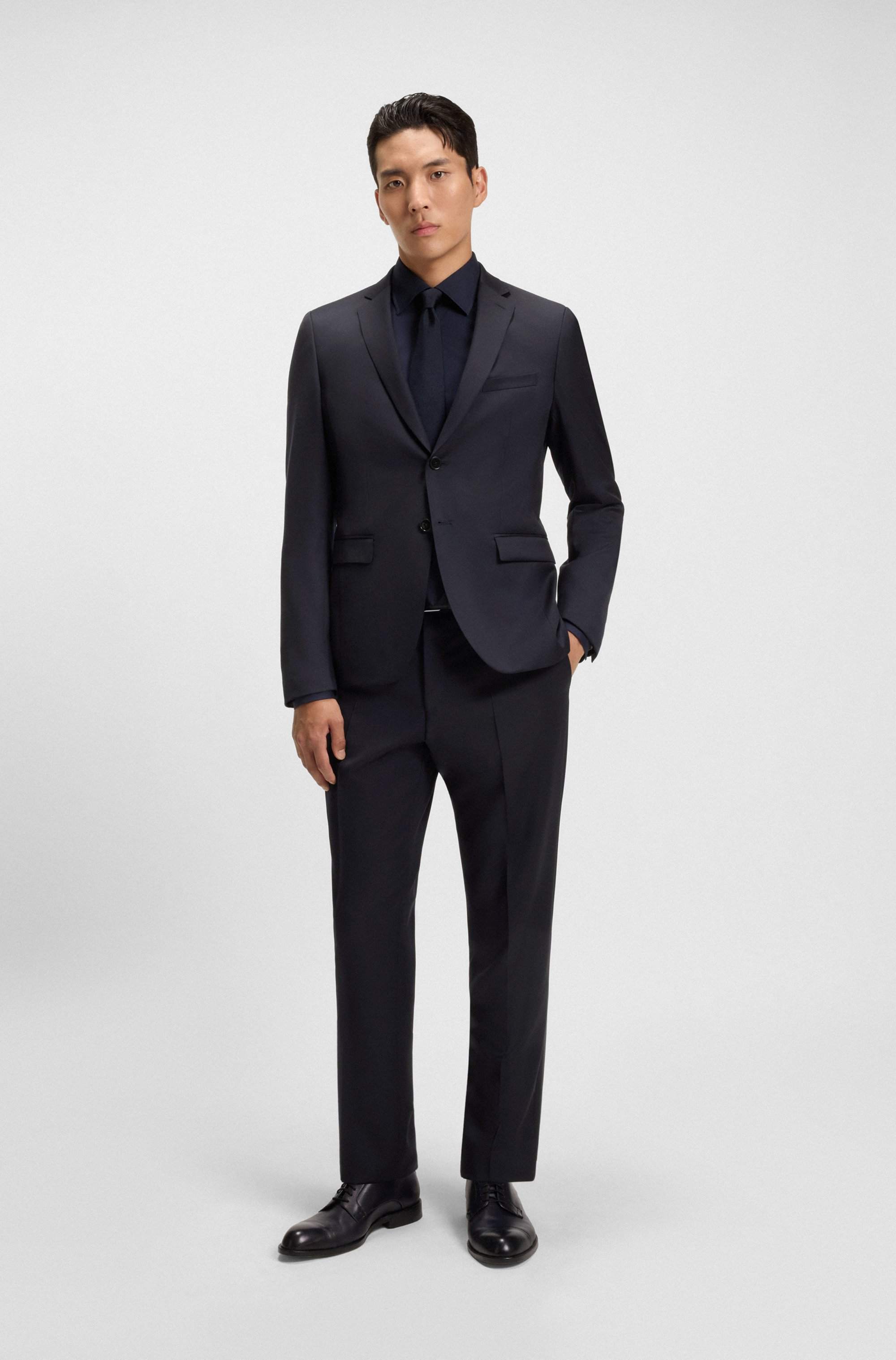 Slim-fit trousers in virgin-wool serge