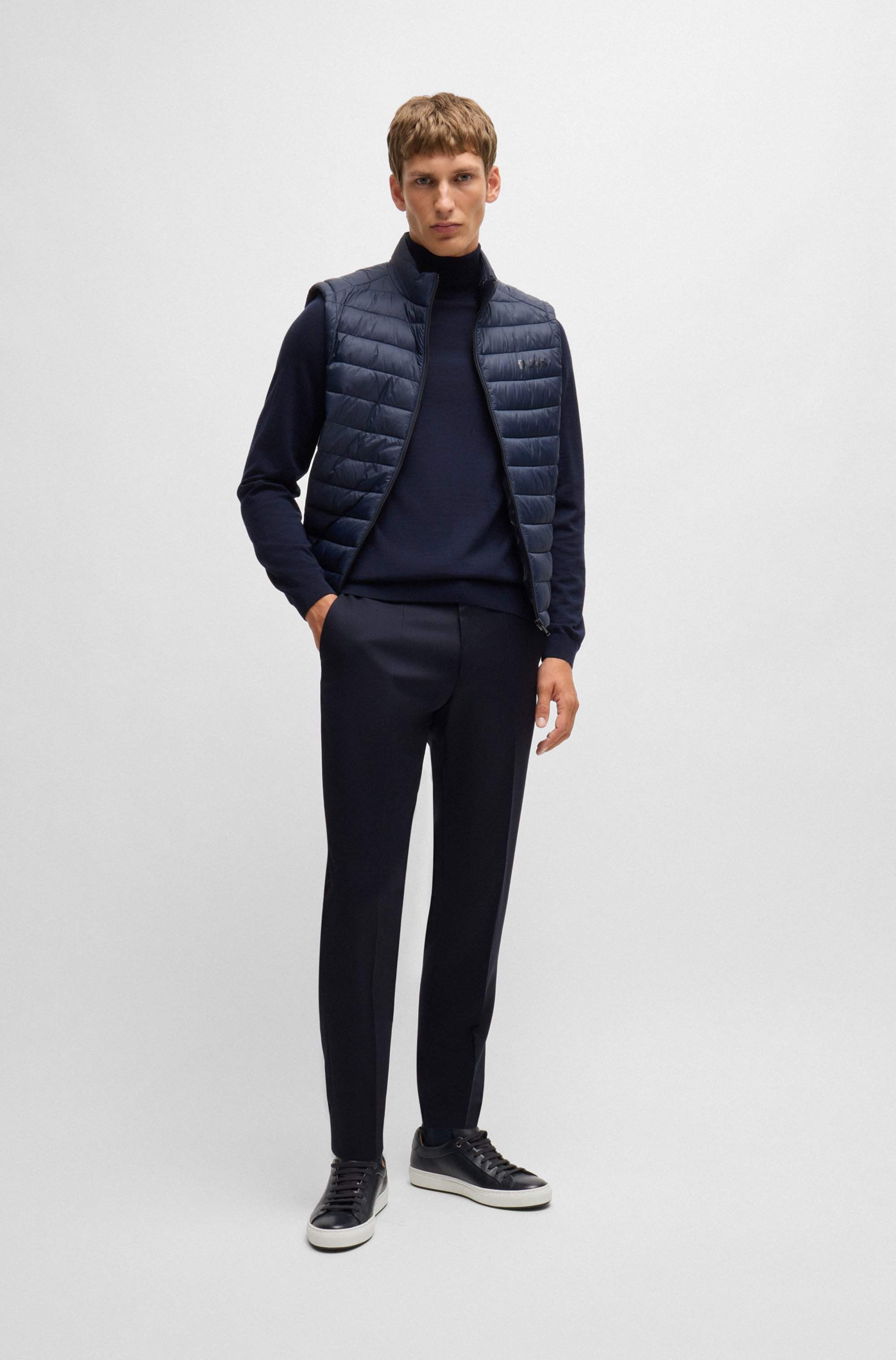 Slim-fit trousers in virgin-wool serge
