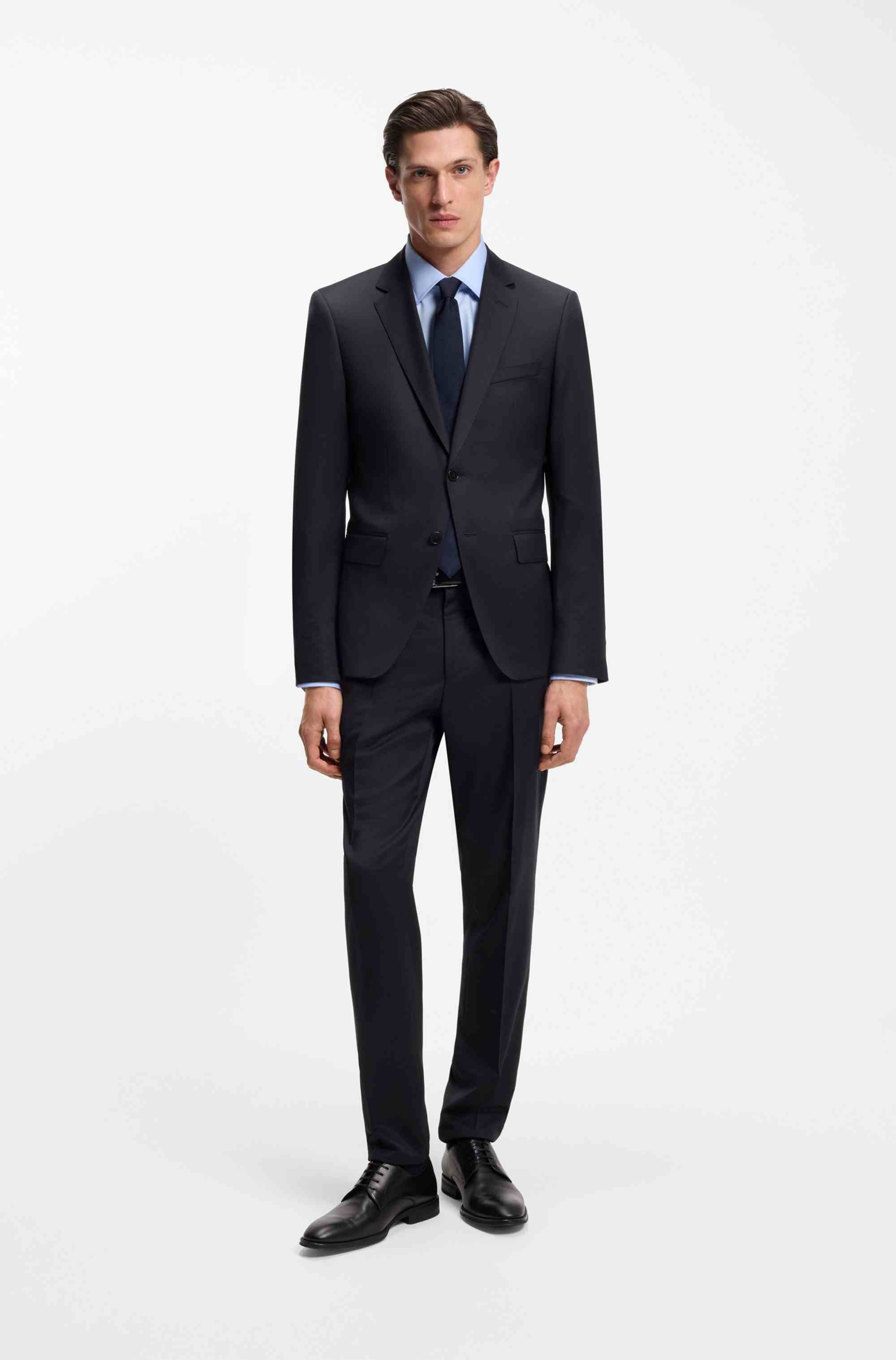 Slim-fit trousers in virgin-wool serge