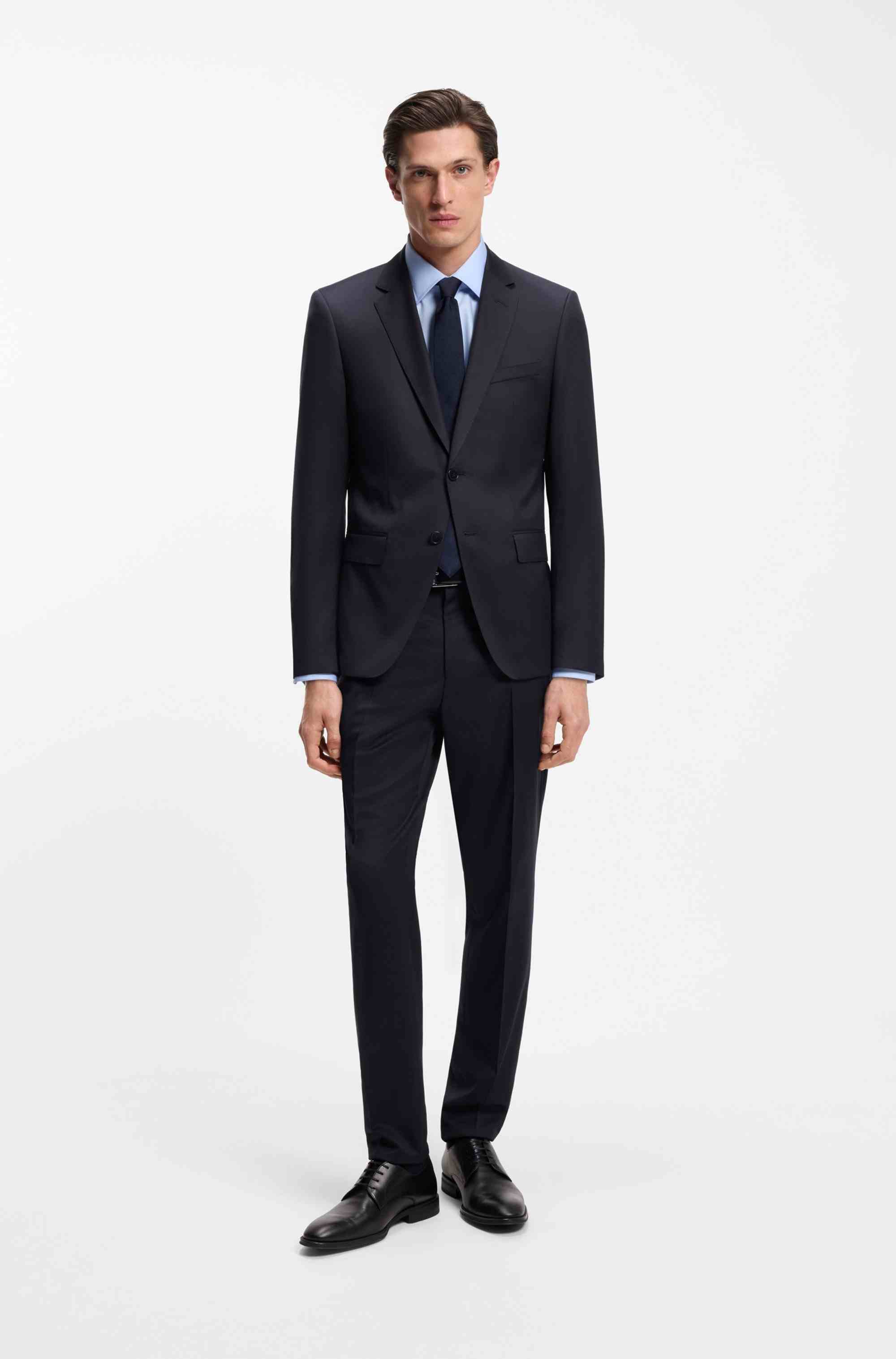 Slim-fit trousers in virgin-wool serge