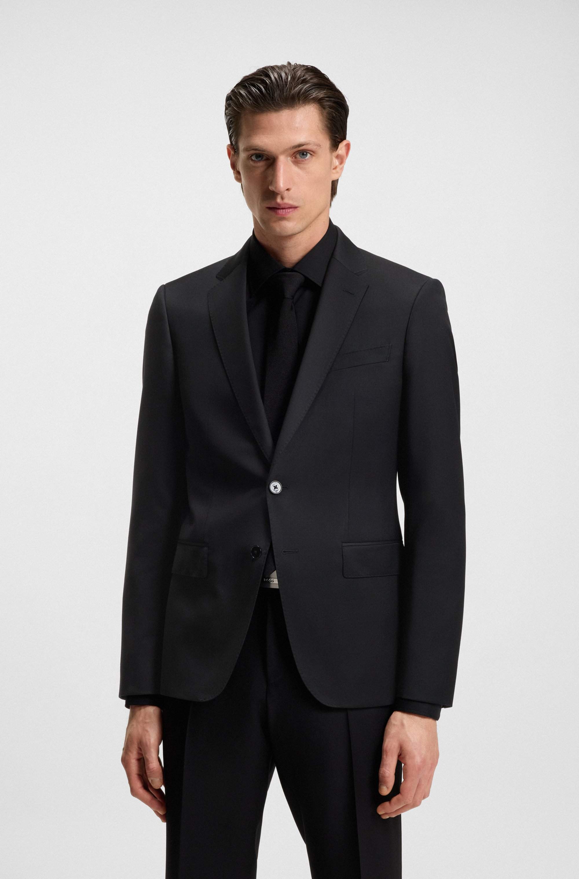 Slim-fit suit jacket in virgin-wool serge