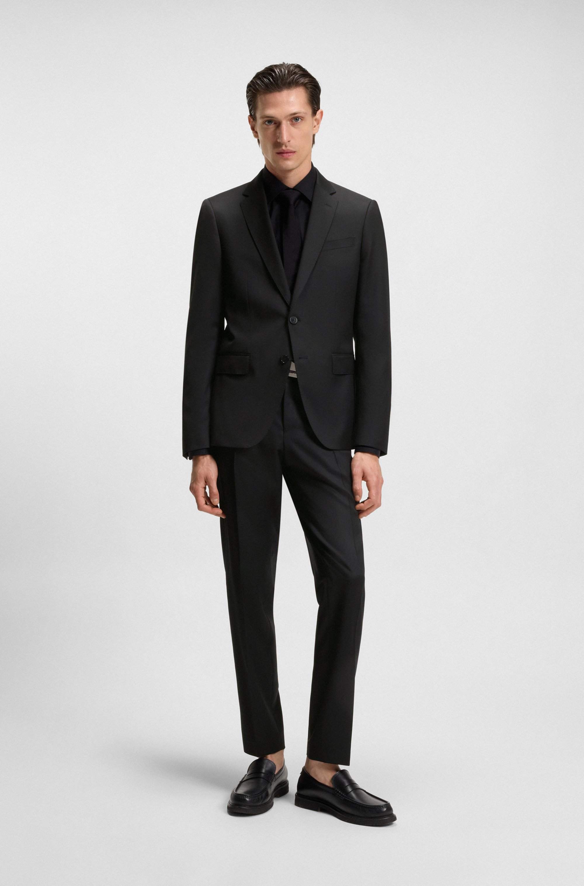 Slim-fit suit jacket in virgin-wool serge