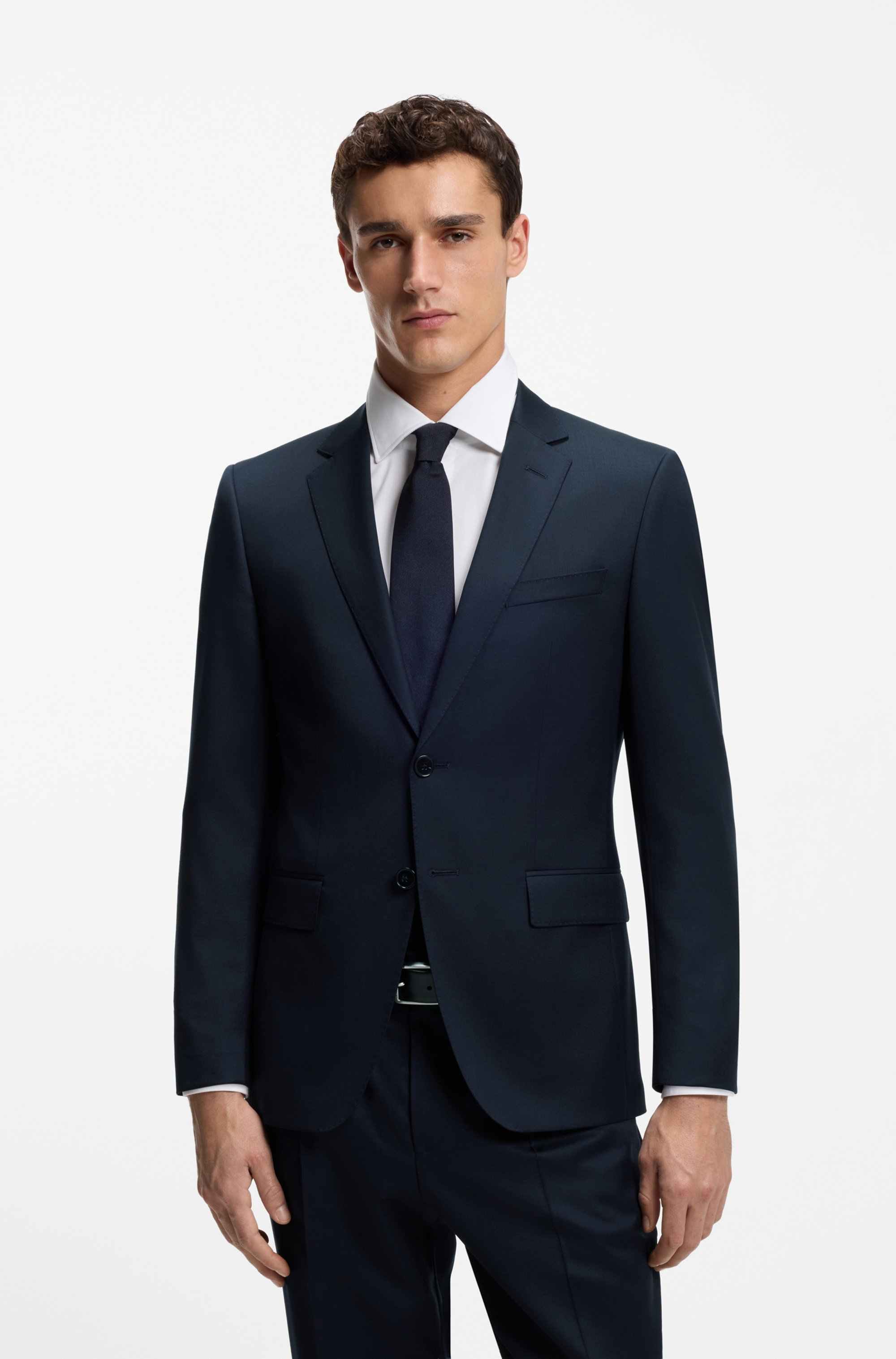 Slim-fit suit jacket in virgin-wool serge