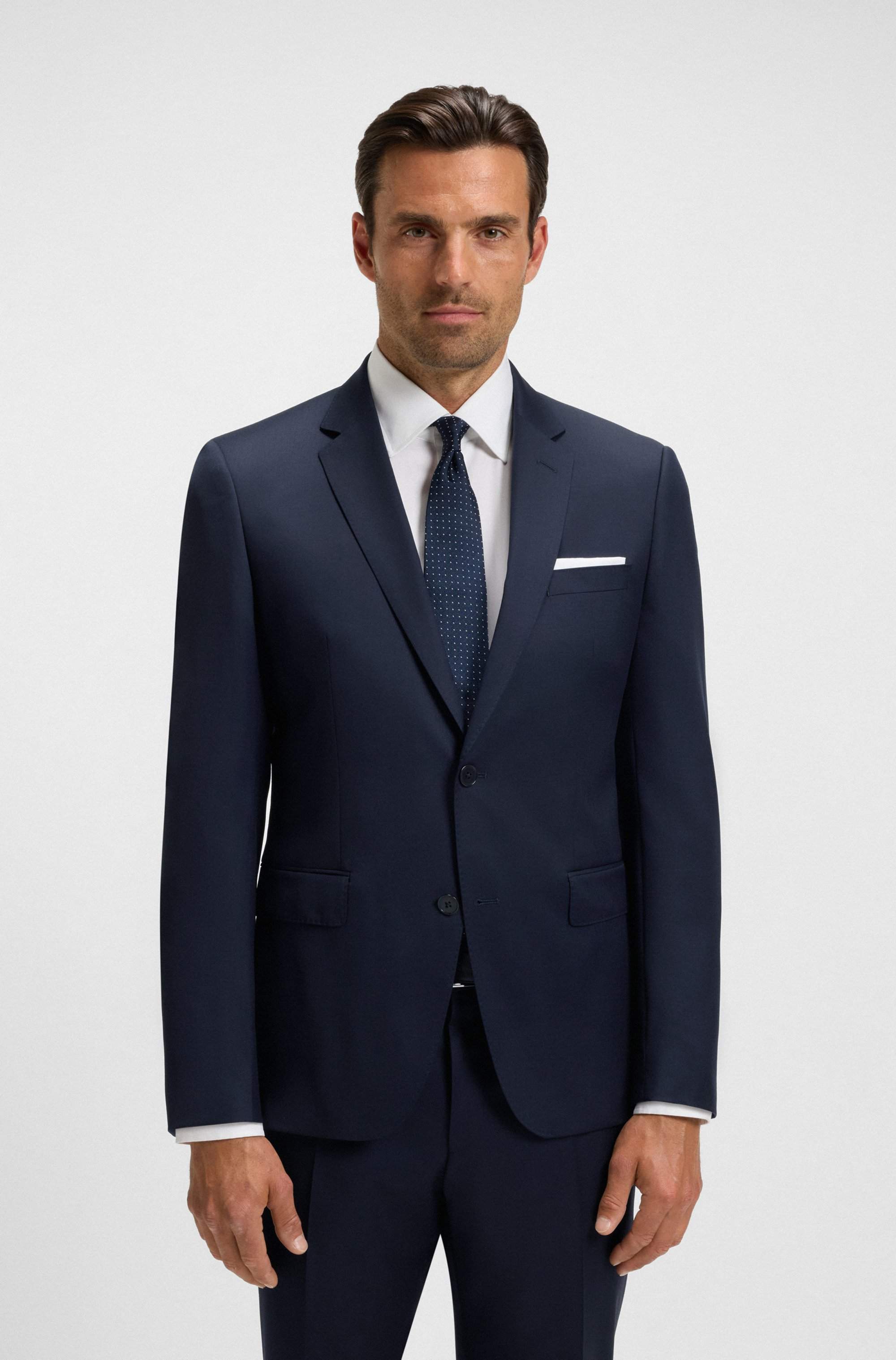 Slim-fit suit jacket in virgin-wool serge