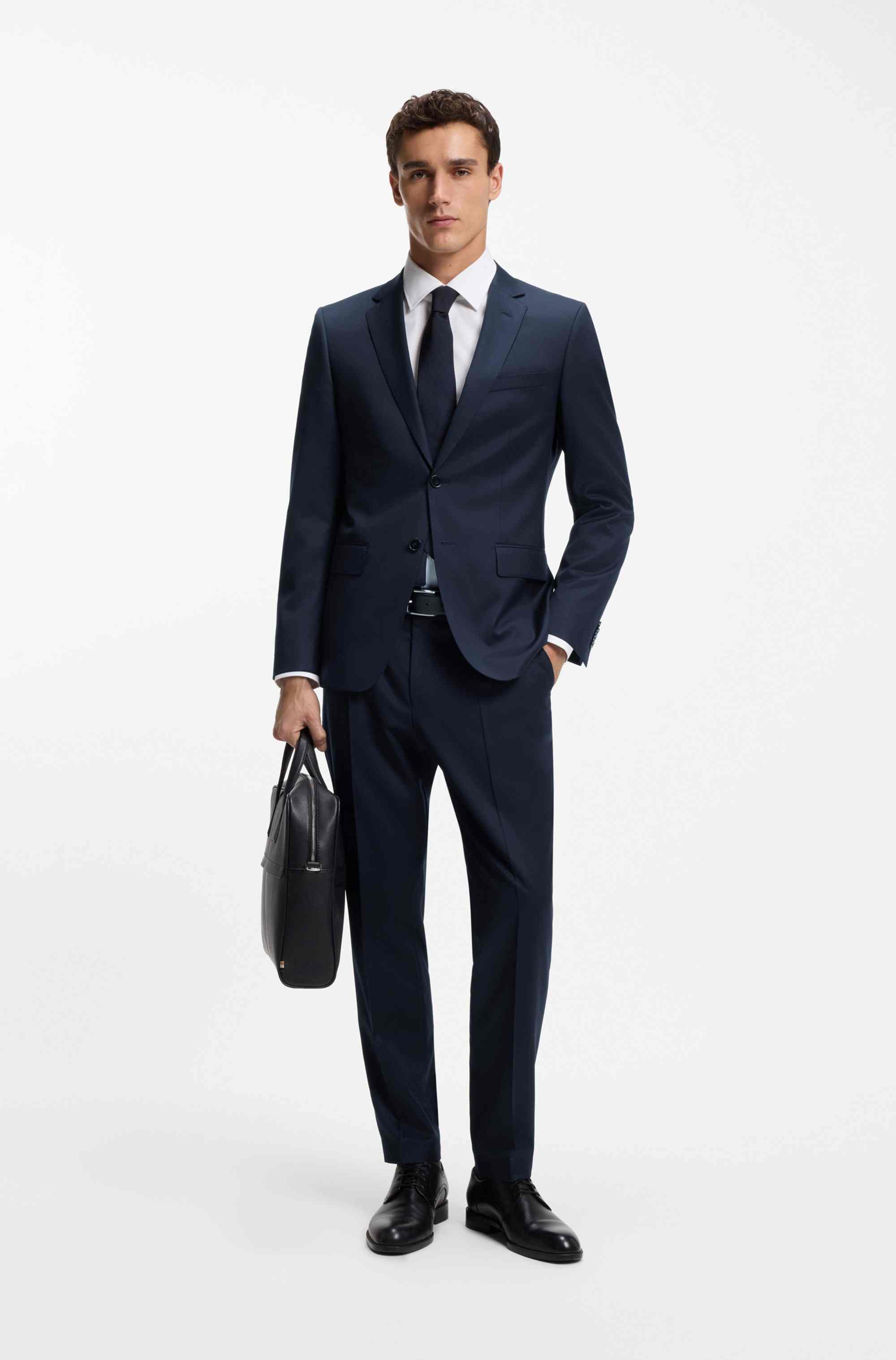 Slim-fit suit jacket in virgin-wool serge